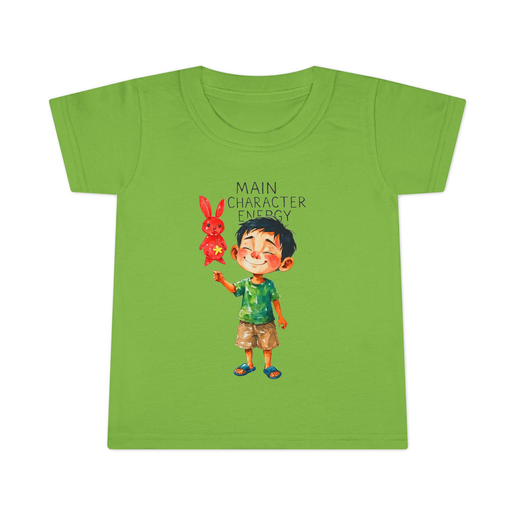 Main Character Energy boys Playful Toddler T-Shirt with Bunny Cute Kids Tee, Fun Spring Outfit, Perfect Birthday Gift,  Adventure Wear