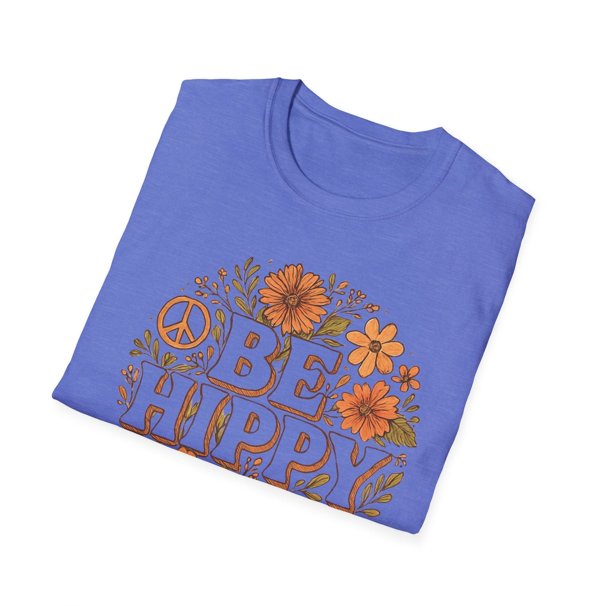 Be Hippy Happy T-Shirt, Boho Tee, Groovy Shirt, Positive Vibes Top, Unisex T Shirt for Men and Women, Be Hippy Be Happy Design