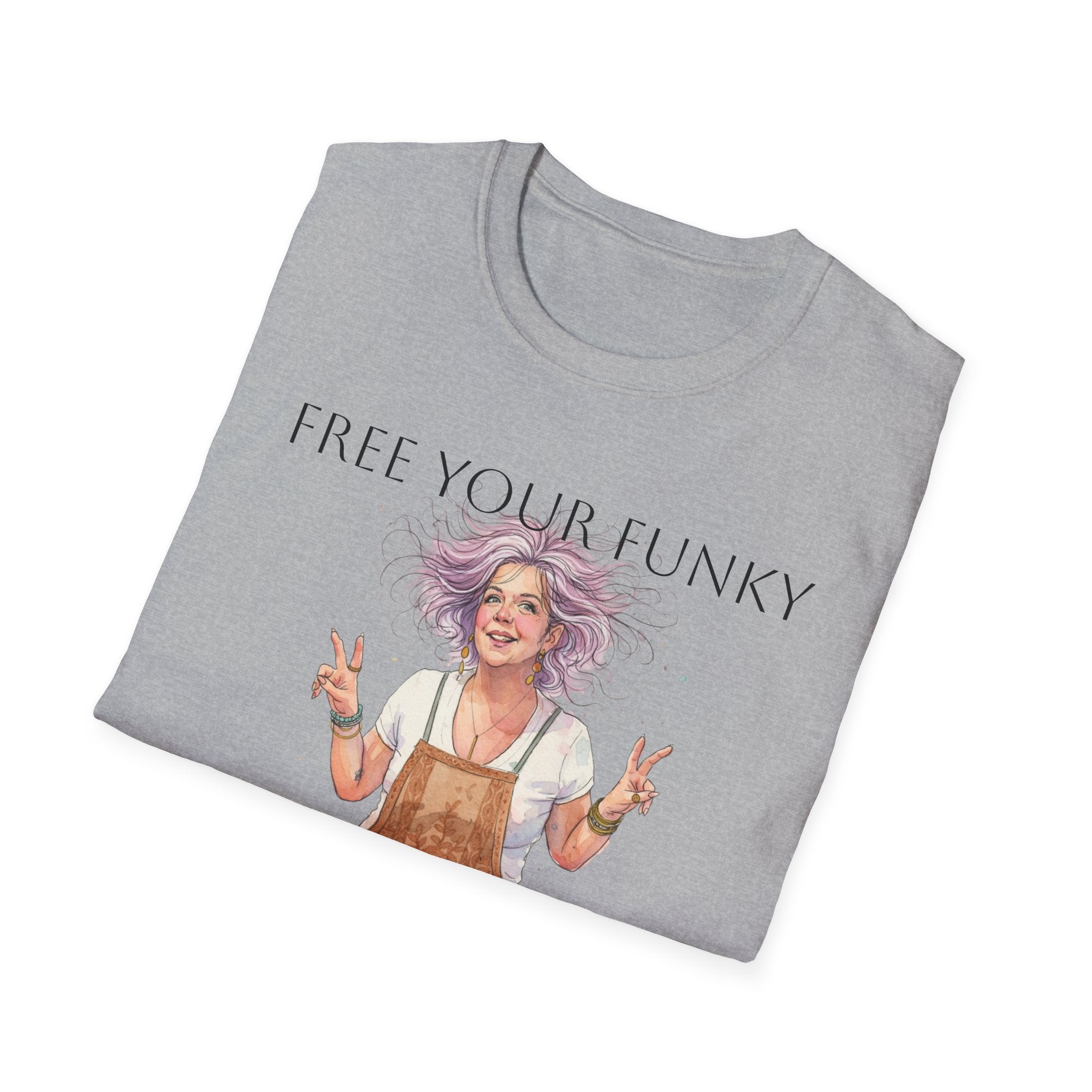 T-Shirt — “Free Your Funky” Peace-Sign Boho Woman Graphic Tee