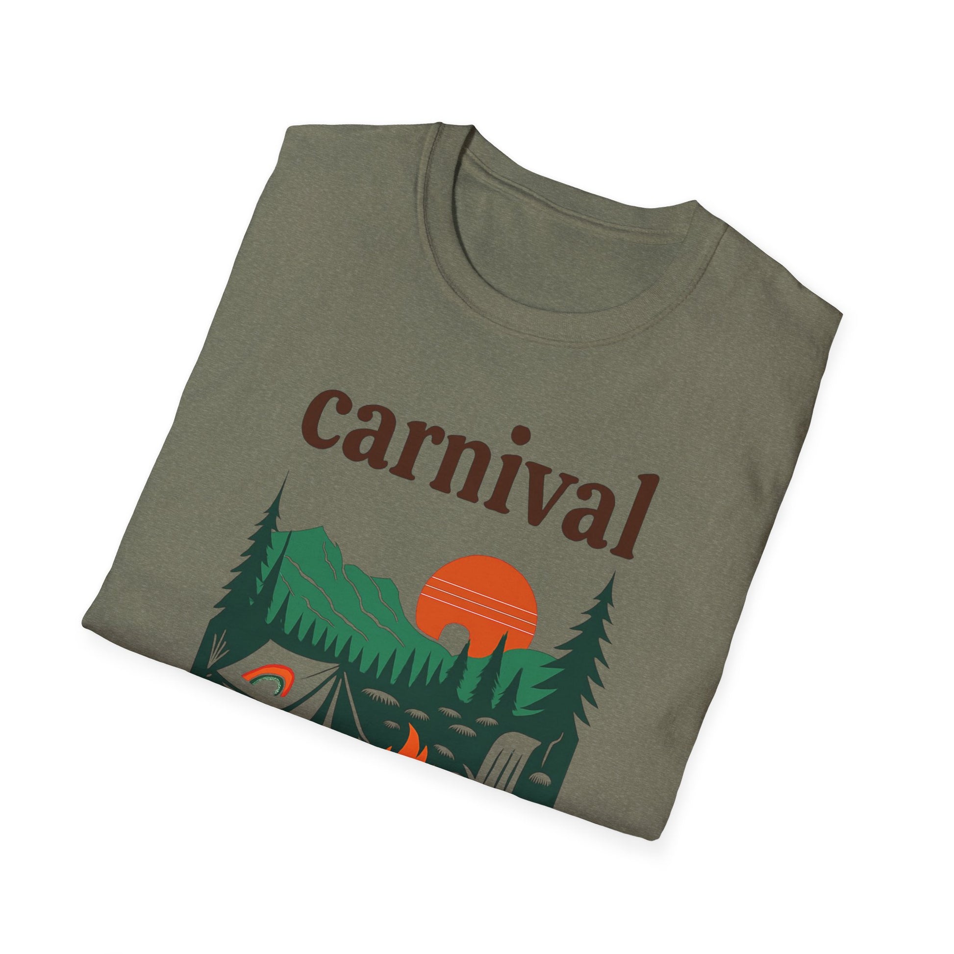 Vintage Camping Graphic T-Shirt, carnival rainbow Unisex Outdoor Tee, Nature Lover Gift, Festival , Retro Hiking Shirt, Carnival 2023 Merch