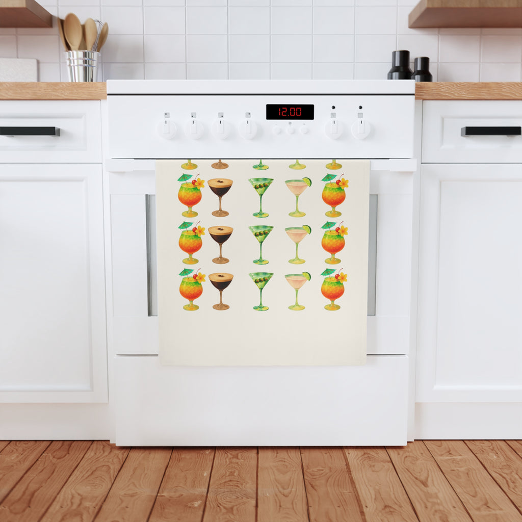 Cocktail Cotton Tea Towel - Cocktail Barware Design for Entertaining