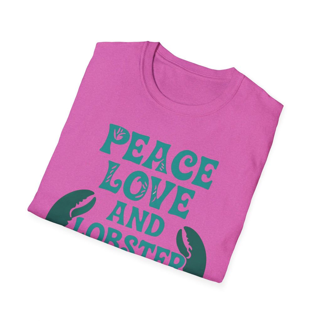 Peace, Love, and Lobster Rolls T-Shirt | Unisex Softstyle Tee for Seafood Lovers, Casual Summer Wear, Beach Days, Gifts, BBQs