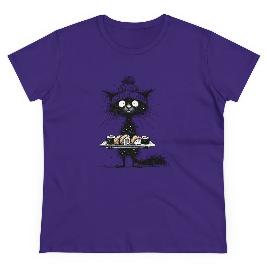 Sushi Cat Tee, Cute Cat Shirt, Funny Animal T-Shirt, Women's Graphic Tee, Kawaii Cat Top, Japanese Food Lover Gift
