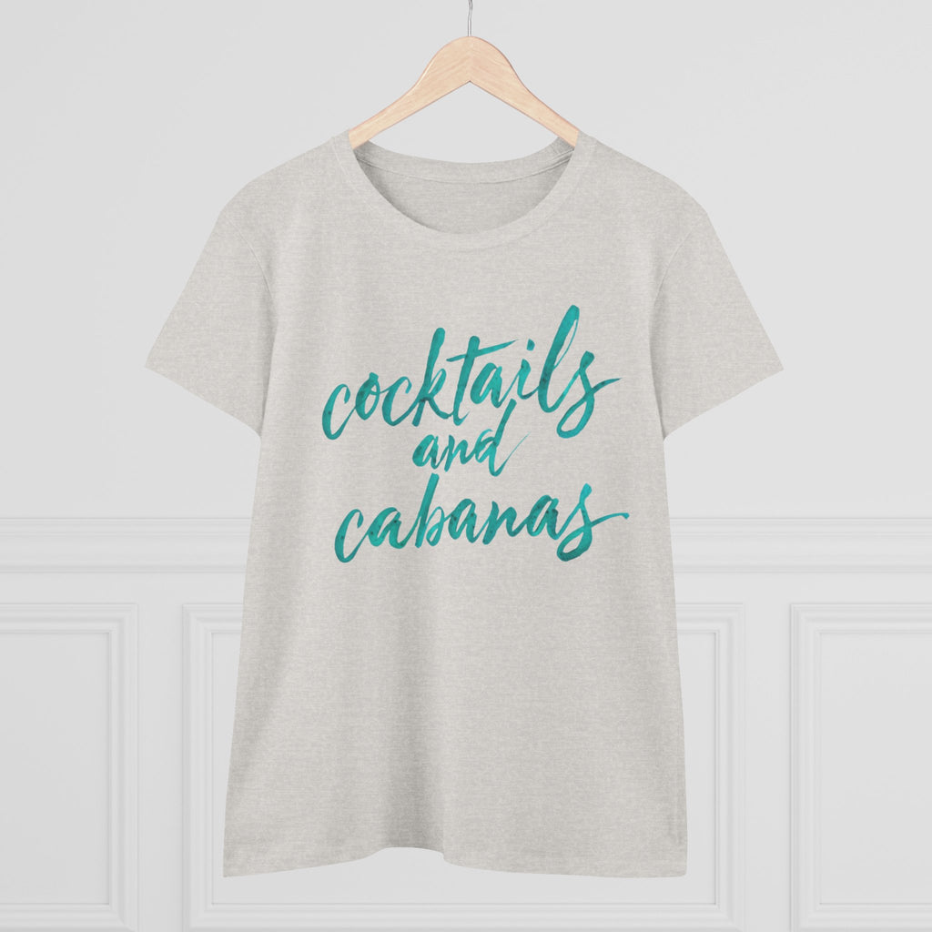 Cocktails and Cabanas Tee - Women&#039;s Midweight Cotton Shirt, Beachwear, Summer Top, Vacation Outfit, Casual Wear, Gift for Her, Pool