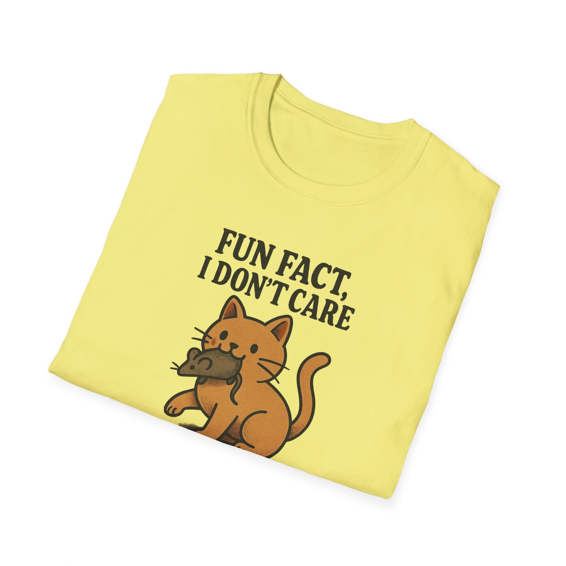 I dont care Sarcastic Cat Lover Unisex Softstyle T-Shirt, Funny Graphic Tee, Zero F's Given Animal Shirt,Humorous Tee for Cat Owners