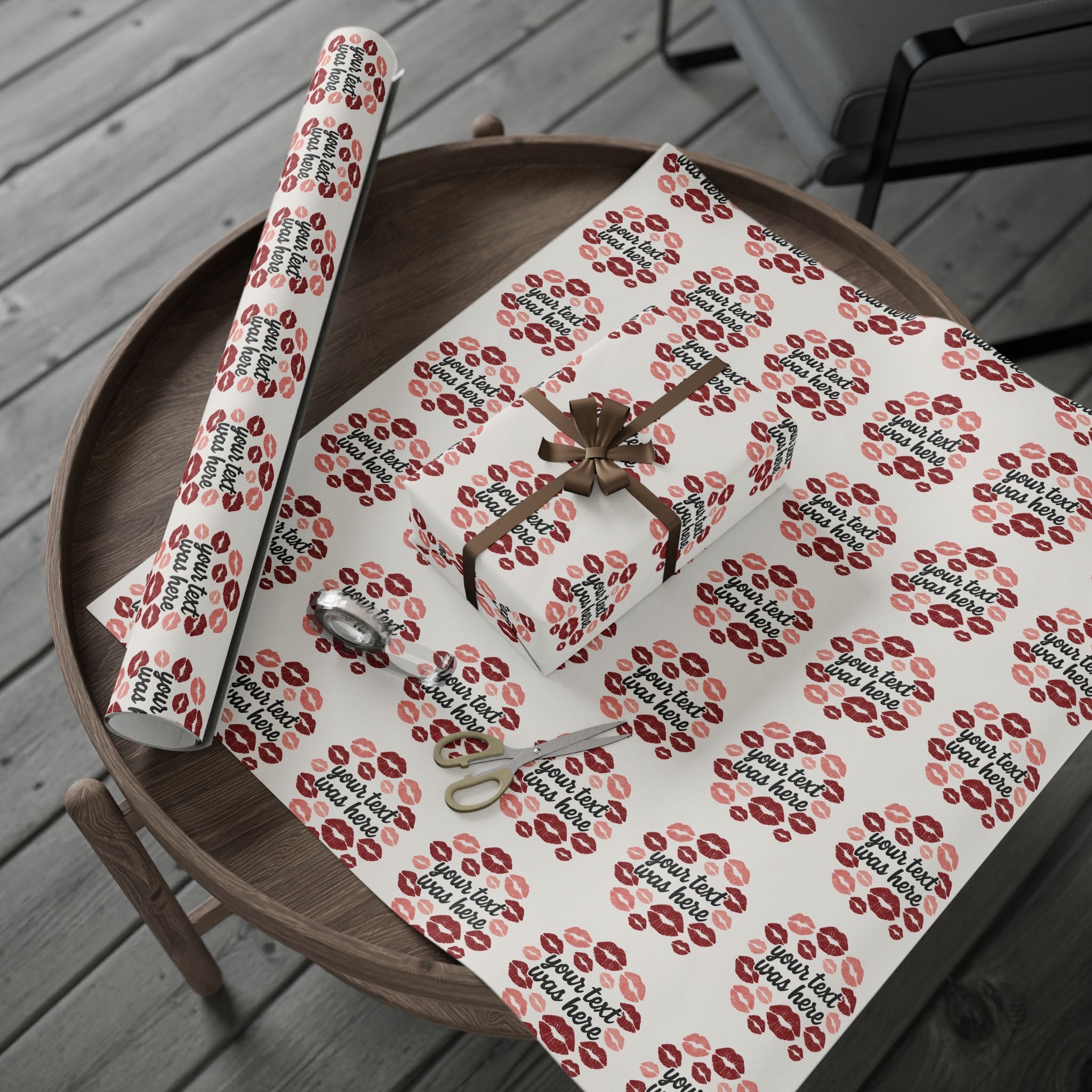 Personalized Any Name Kiss Print Wrapping Paper - Romantic Gift Wrap for Valentine's Day & Special Occasions grandparents aunts gifts for him
