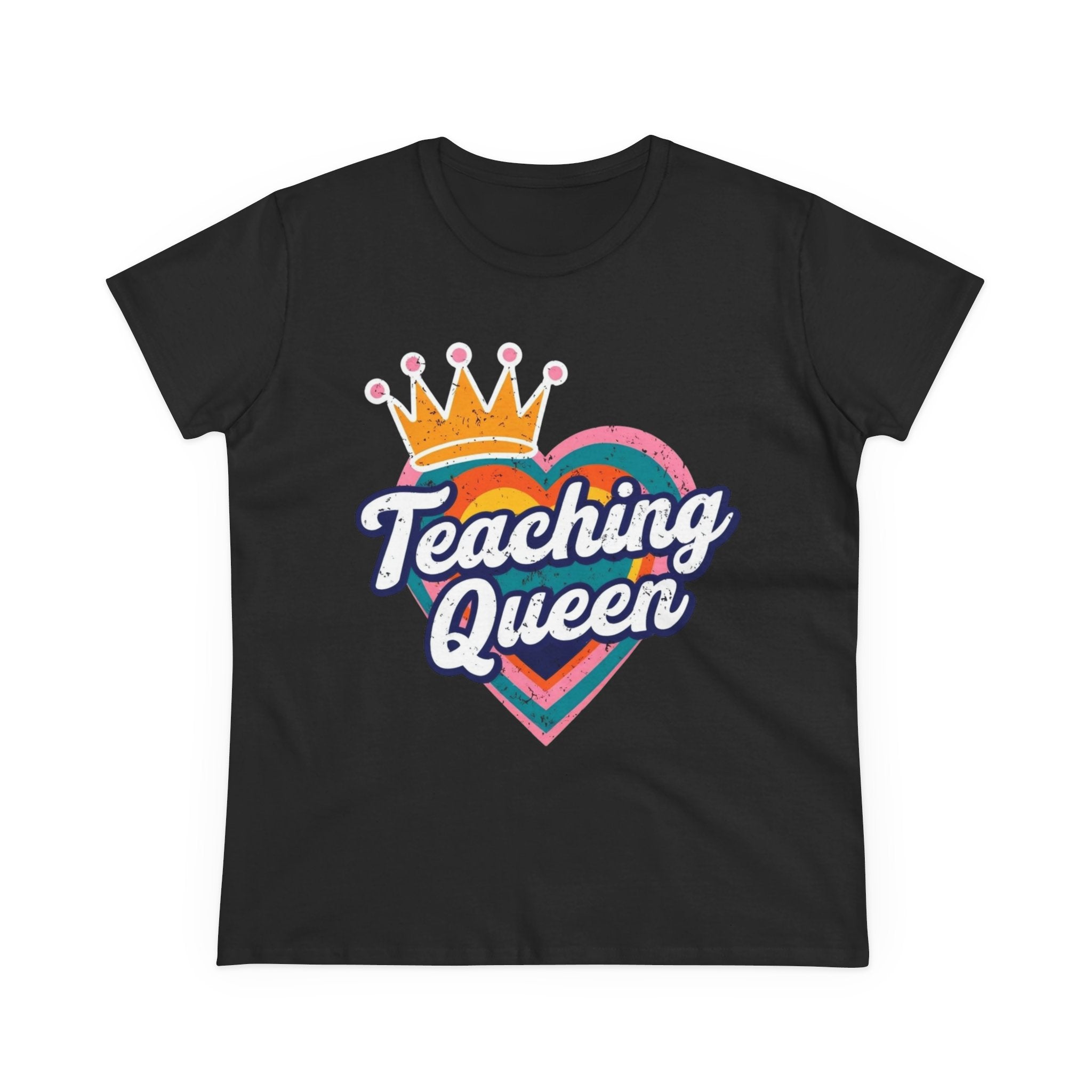 Teaching Queen Tee, Best Teacher Gift Shirt, Midweight Cotton T-Shirt, Teacher Appreciation Top, Female Educator Apparel, School Instructor