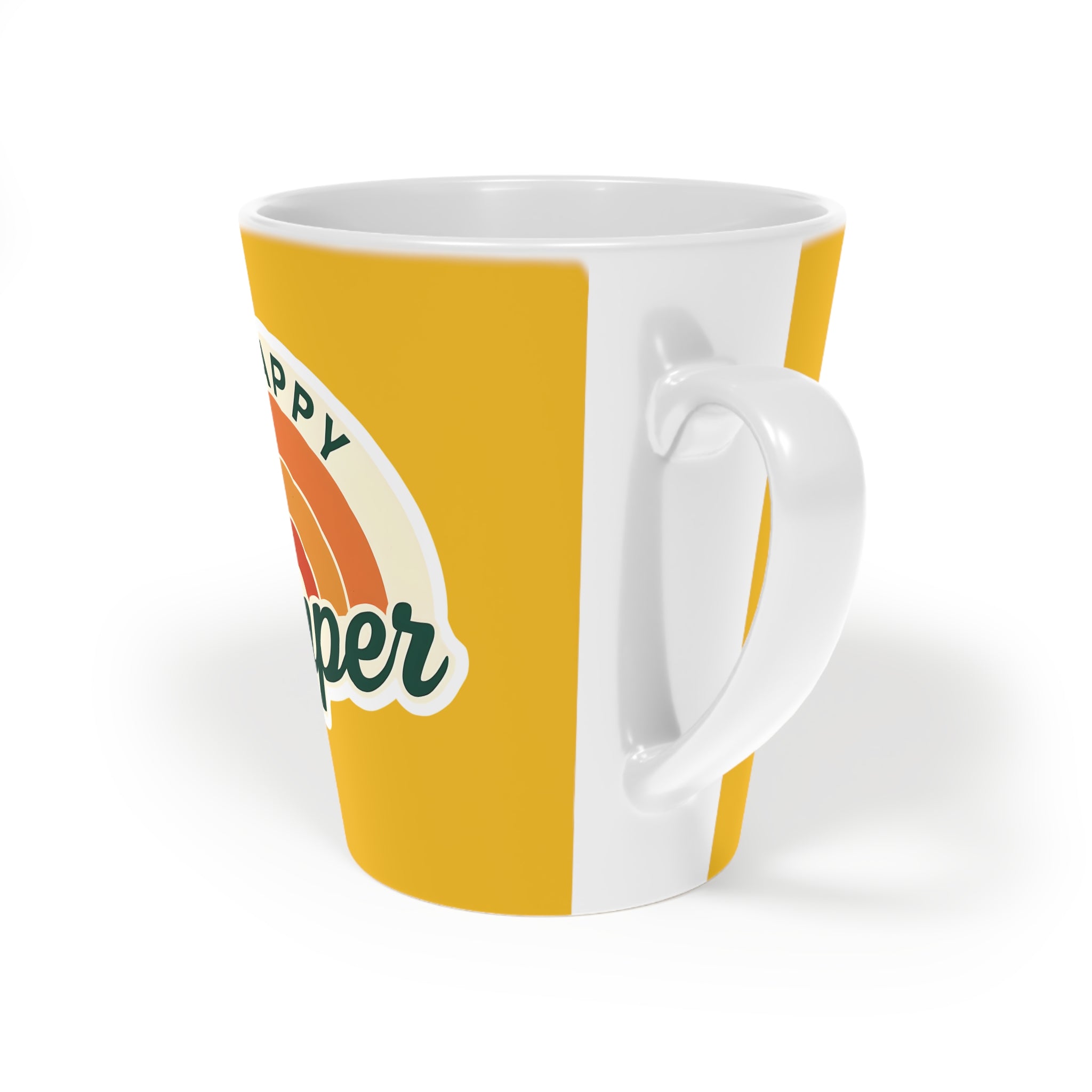 Unhappy Camper Latte Mug, 12oz - Protest Social Justice Cranky Friend Adventure Activist Mug, Protester Gift, Social Justice Advocate Gift,