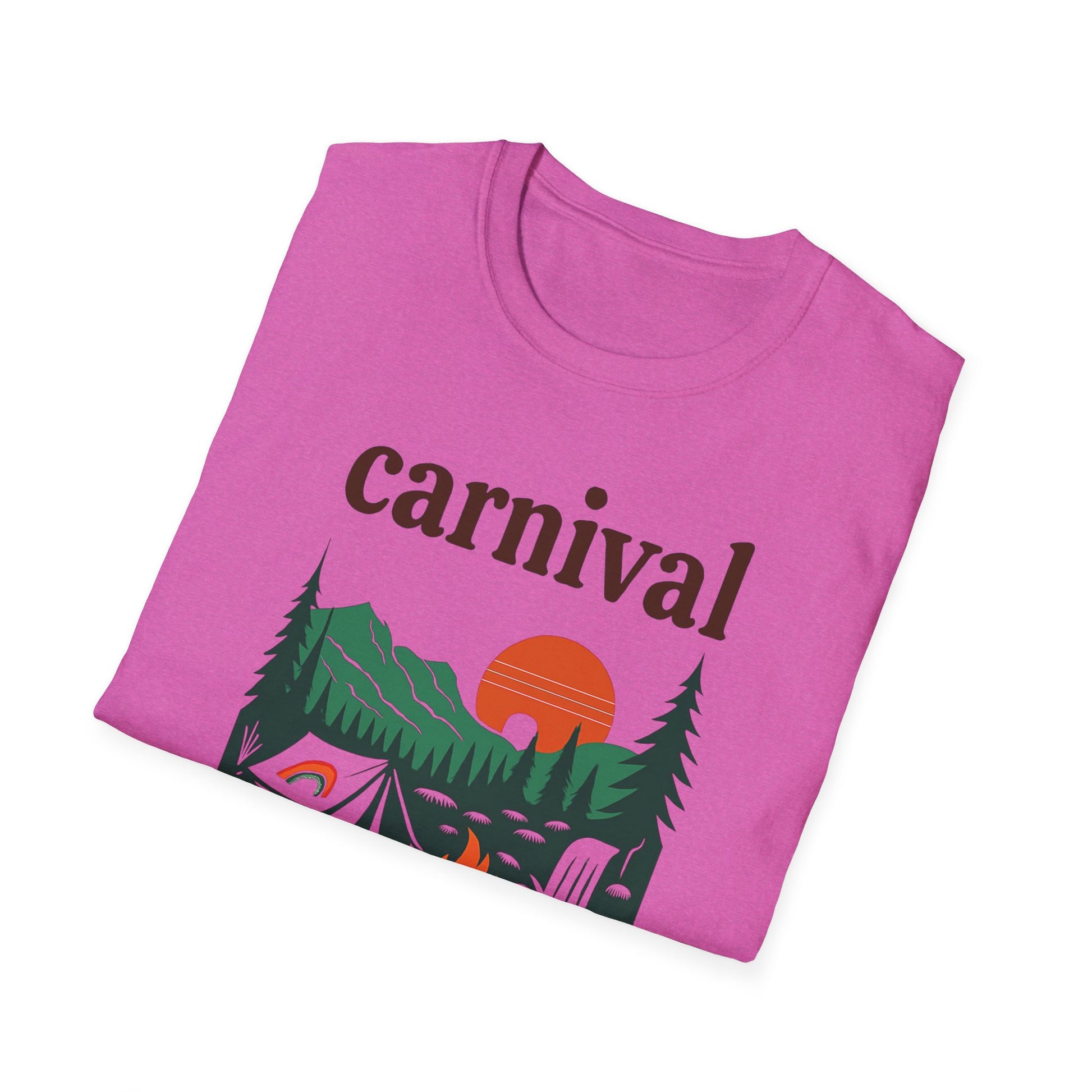 Vintage Camping Graphic T-Shirt, carnival rainbow Unisex Outdoor Tee, Nature Lover Gift, Festival , Retro Hiking Shirt, Carnival 2023 Merch