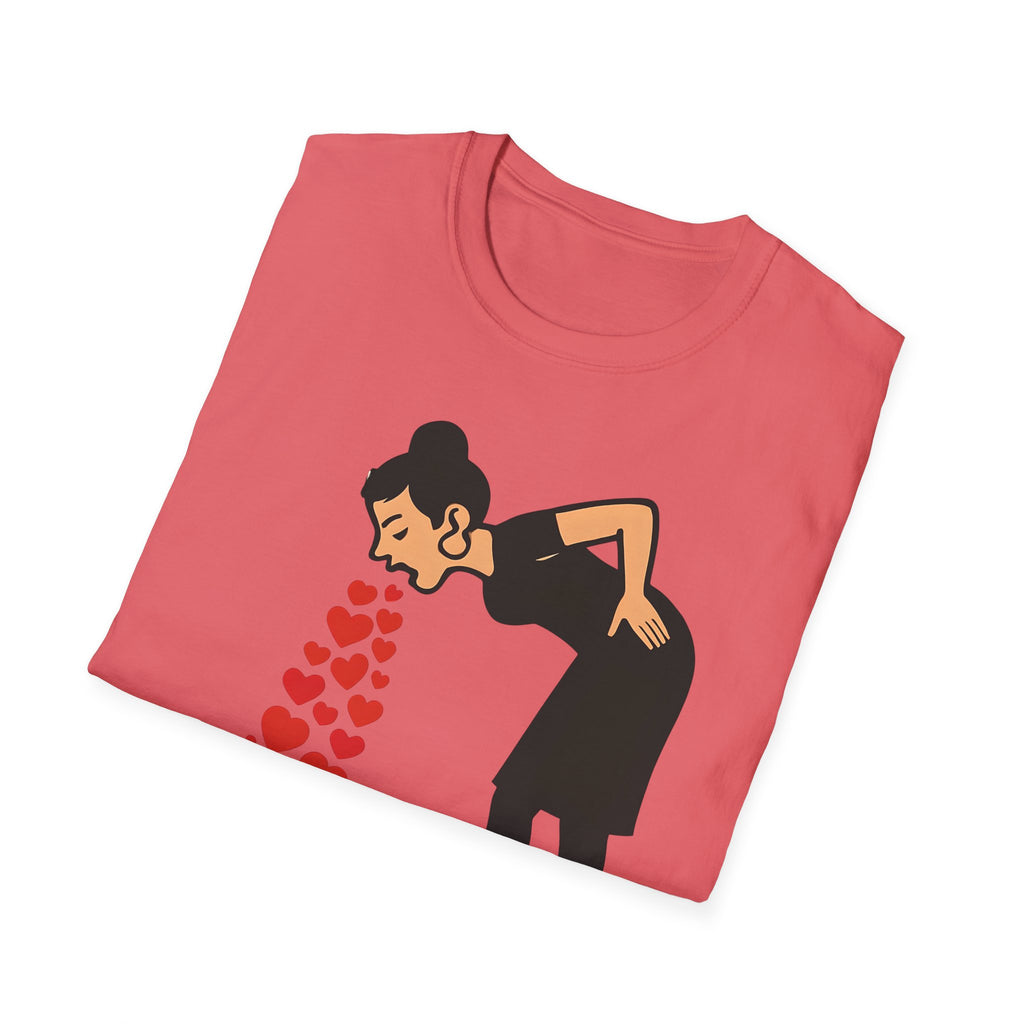 Vomiting Hearts T-Shirt, Anti Valentines Day Shirt, Art Girl Funny Love Humor gift , Sarcastic Romance Top, Dark Humor Graphic Shirt Unisex