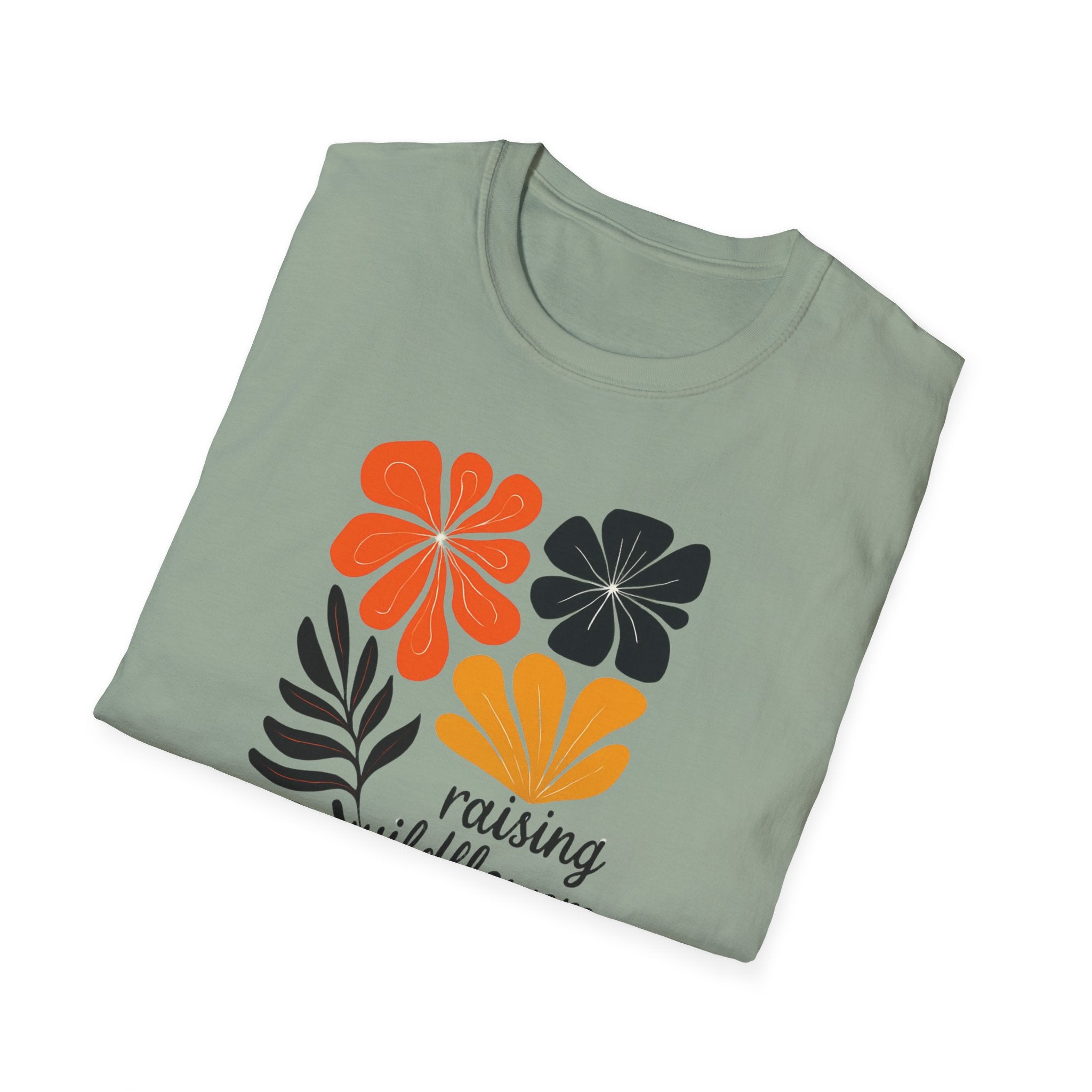 Raising wild flowers, one tantrum at a time Mom Life Unisex Softstyle T-Shirt, Gifts for Toddler Moms, Raising Wildflowers, floral  Apparel