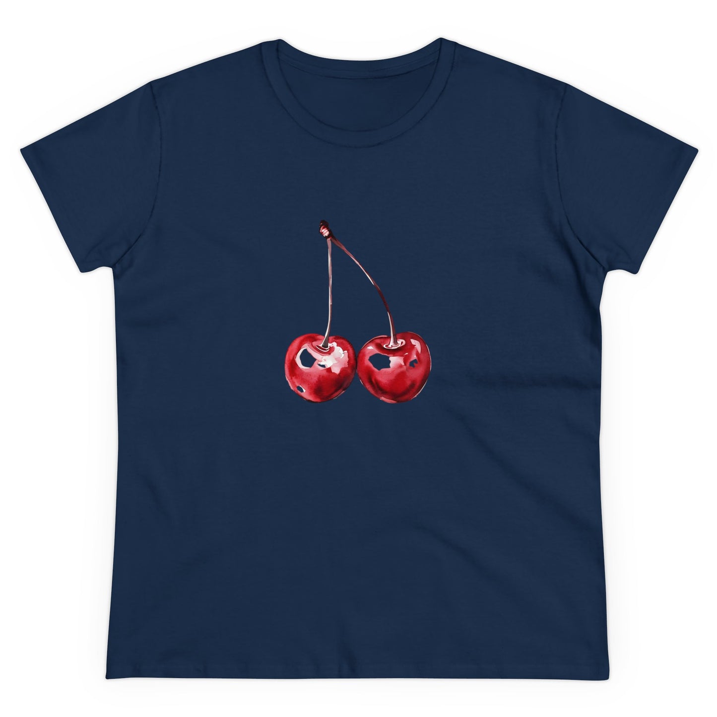 Cherries Tee, Fruit Graphic Shirt, Summer Vibes Top, Women's Cotton T-Shirt, Retro Cherry Print Clothing, Food Lover Gift