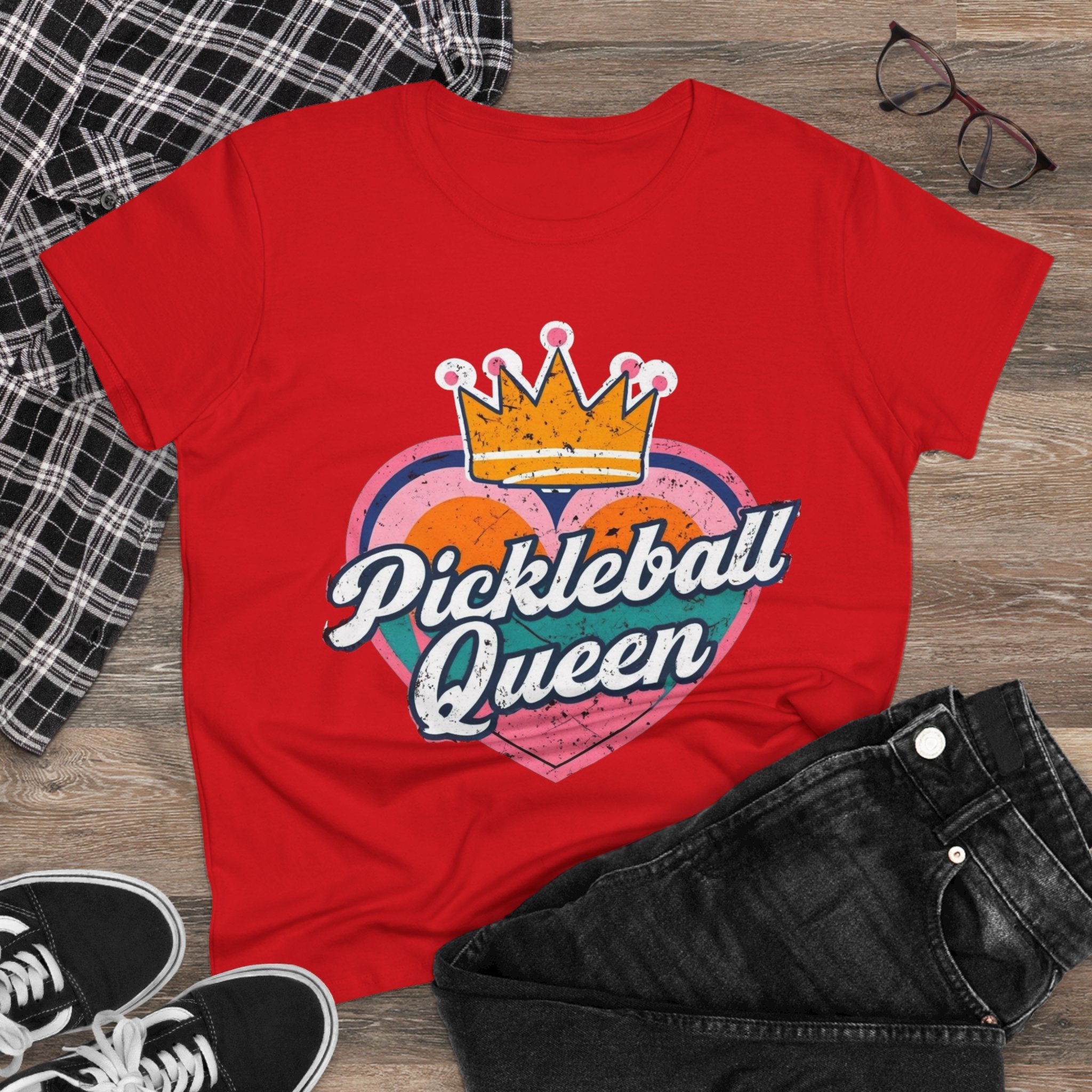 Pickleball Queen Cotton Tee - Perfect for Sports Lovers, Gifts for Her, Summer Fun, Activewear, Casual Style crown paddle queen