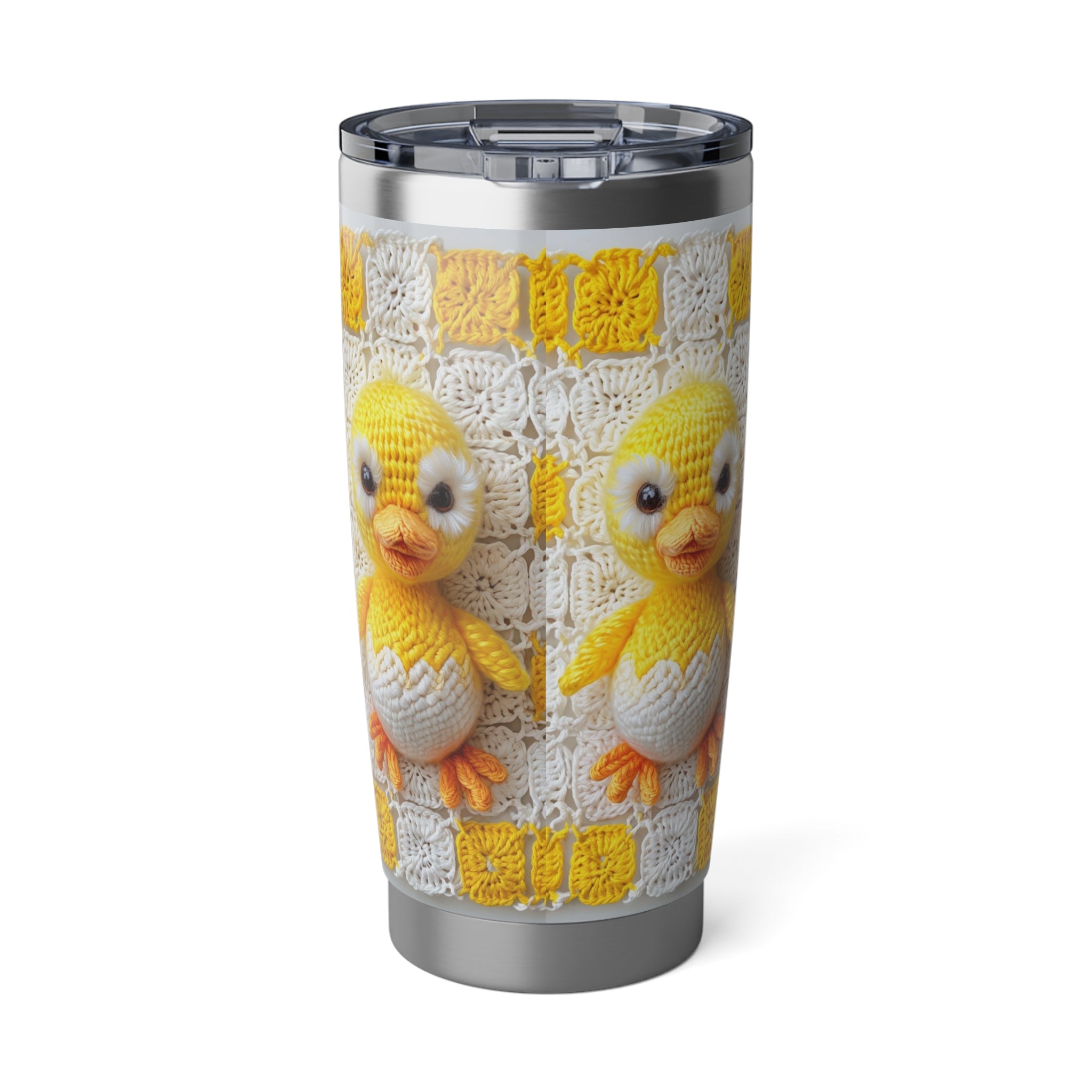 Cute printed Crochet Chick 20oz Tumbler – Yellow Amigurumi Baby Duck Travel Mug