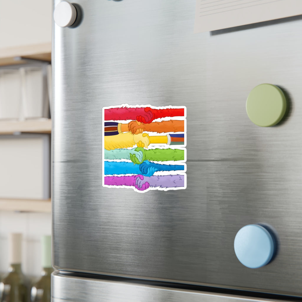 Kindness and diversity matter! Colorful Pride LGBTQ+ anti trump  Colorful Handshake Vinyl Decals, Stickers, Laptop Pride, Friendship Gifts