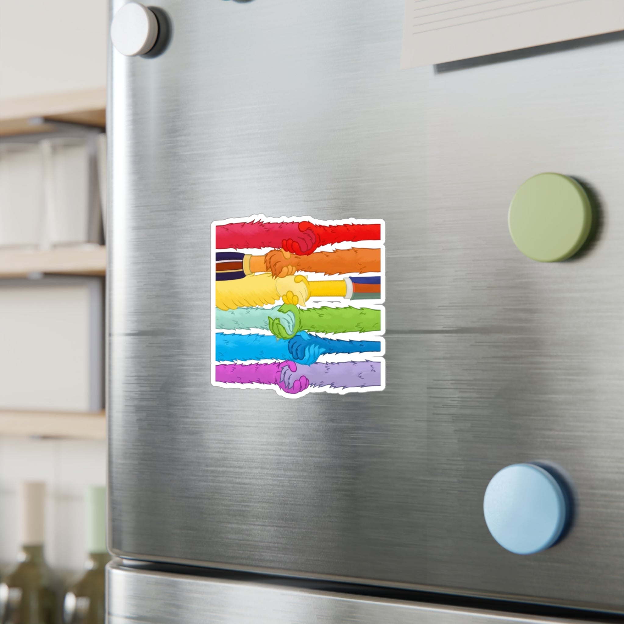 Kindness and diversity matter! Colorful Pride LGBTQ+ anti trump  Colorful Handshake Vinyl Decals, Stickers, Laptop Pride, Friendship Gifts