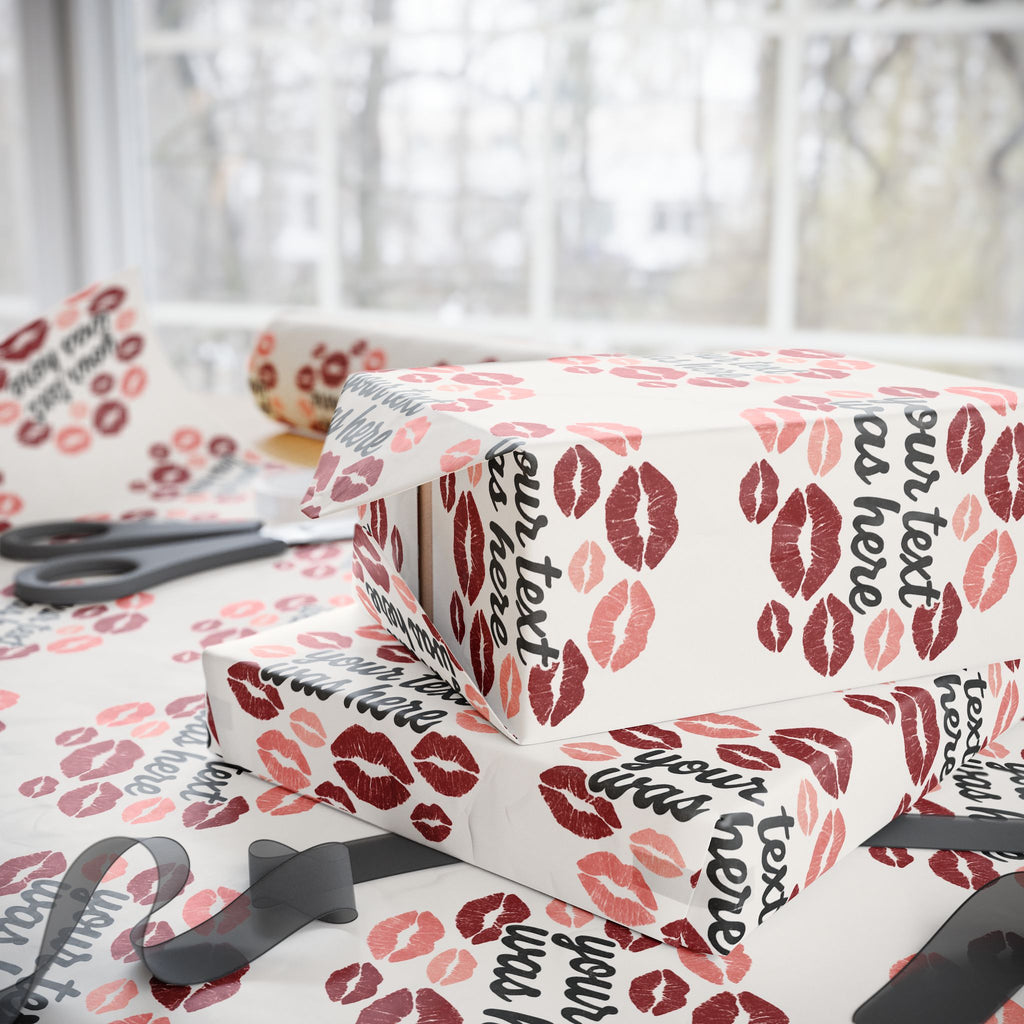 Personalized Any Name Kiss Print Wrapping Paper - Romantic Gift Wrap for Valentine's Day & Special Occasions grandparents aunts gifts for him