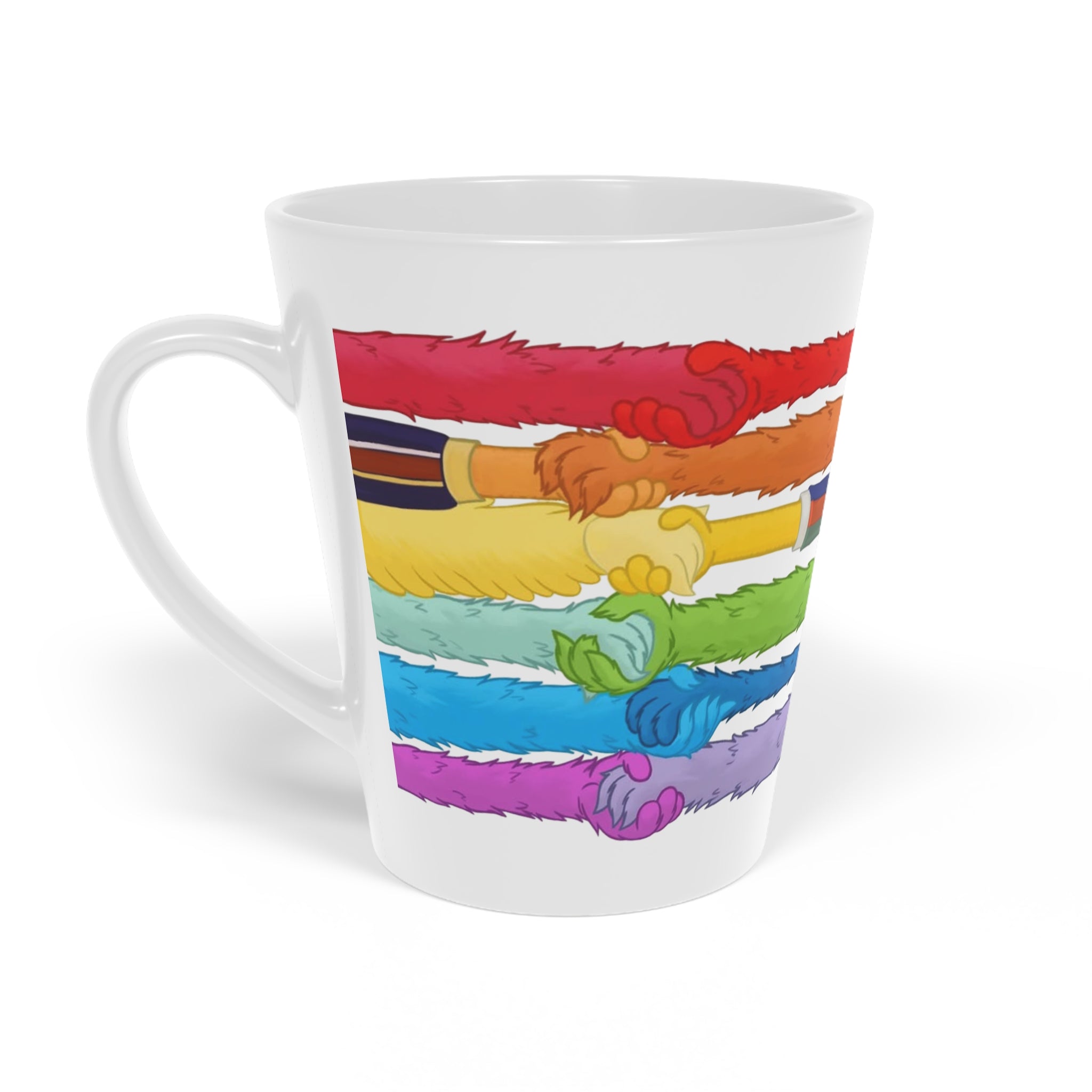 Vibrant Pride Latte Mug - Colorful 12oz Cup for Coffee Lovers, LGBTQ+ Gifts, Tea Drinkware, Rainbow Decor, Unique Mugs