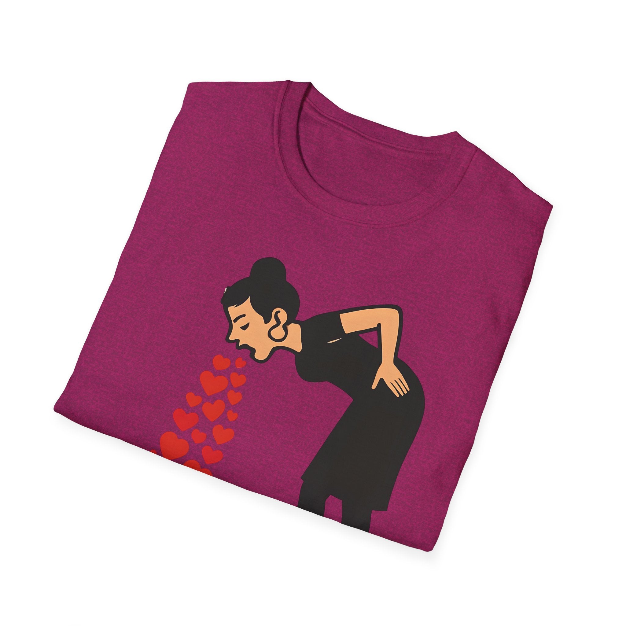 Vomiting Hearts T-Shirt, Anti Valentines Day Shirt, Art Girl Funny Love Humor gift , Sarcastic Romance Top, Dark Humor Graphic Shirt Unisex