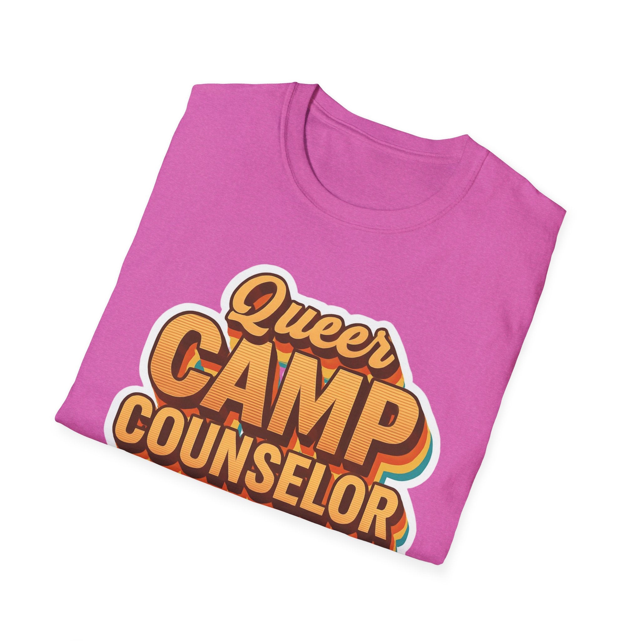 Queer Camp Counselor T-Shirt, LGBTQ Pride Tee, Rainbow Graphic Shirt, Summer Camp Theme Top, Gender Neutral Clothing Ptown carnival