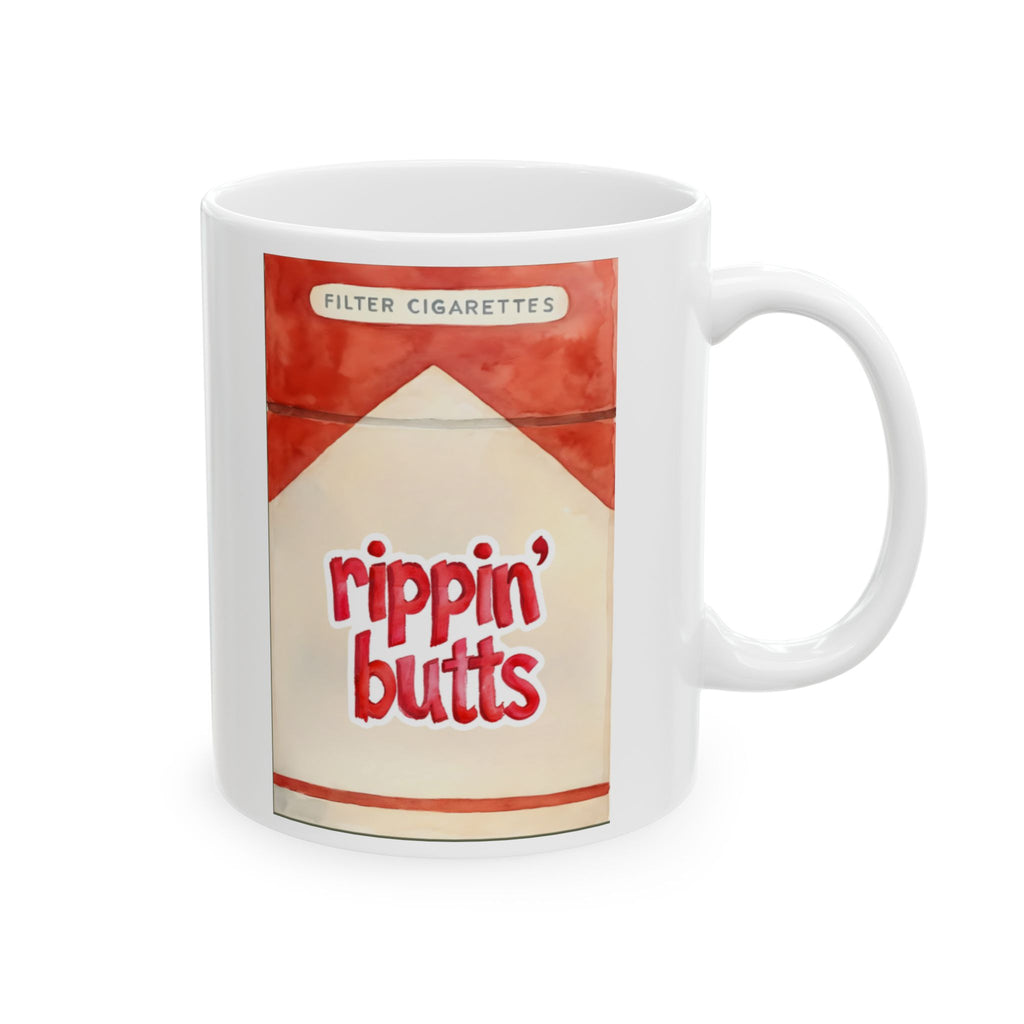 Ceramic Mug, Ripping Butts smokers humor gifts for her and him edgy humor cigarettes, Funny Coffee Cup, Sarcastic Tea Mug, Unique Novelty