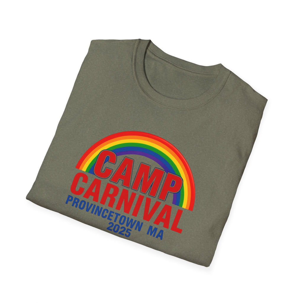 Rainbow Camp Carnival Ptown Unisex T-Shirt, LGBTQ+ Pride Apparel, Summer Festival Top, Gift for Camp Lovers, 2025 Event Shirt