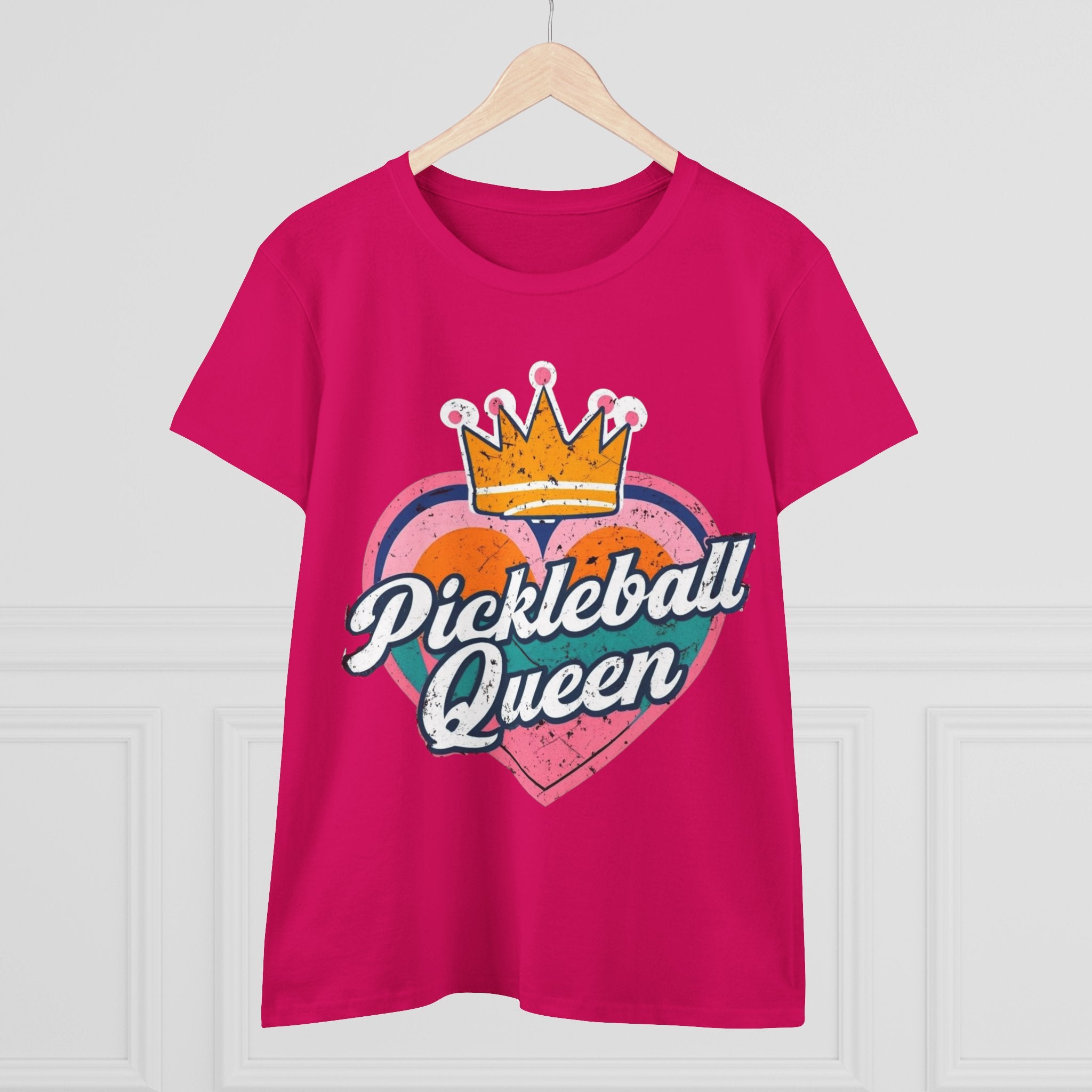 Pickleball Queen Cotton Tee - Perfect for Sports Lovers, Gifts for Her, Summer Fun, Activewear, Casual Style crown paddle queen