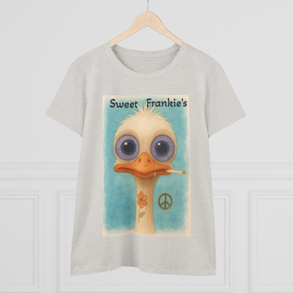 T-Shirt, Sweet Frankies Ostrich Graphic Tee, Funny Tee, Women's Graphic Shirt, Gift for Her, Women's Cotton Shirt social justice wear