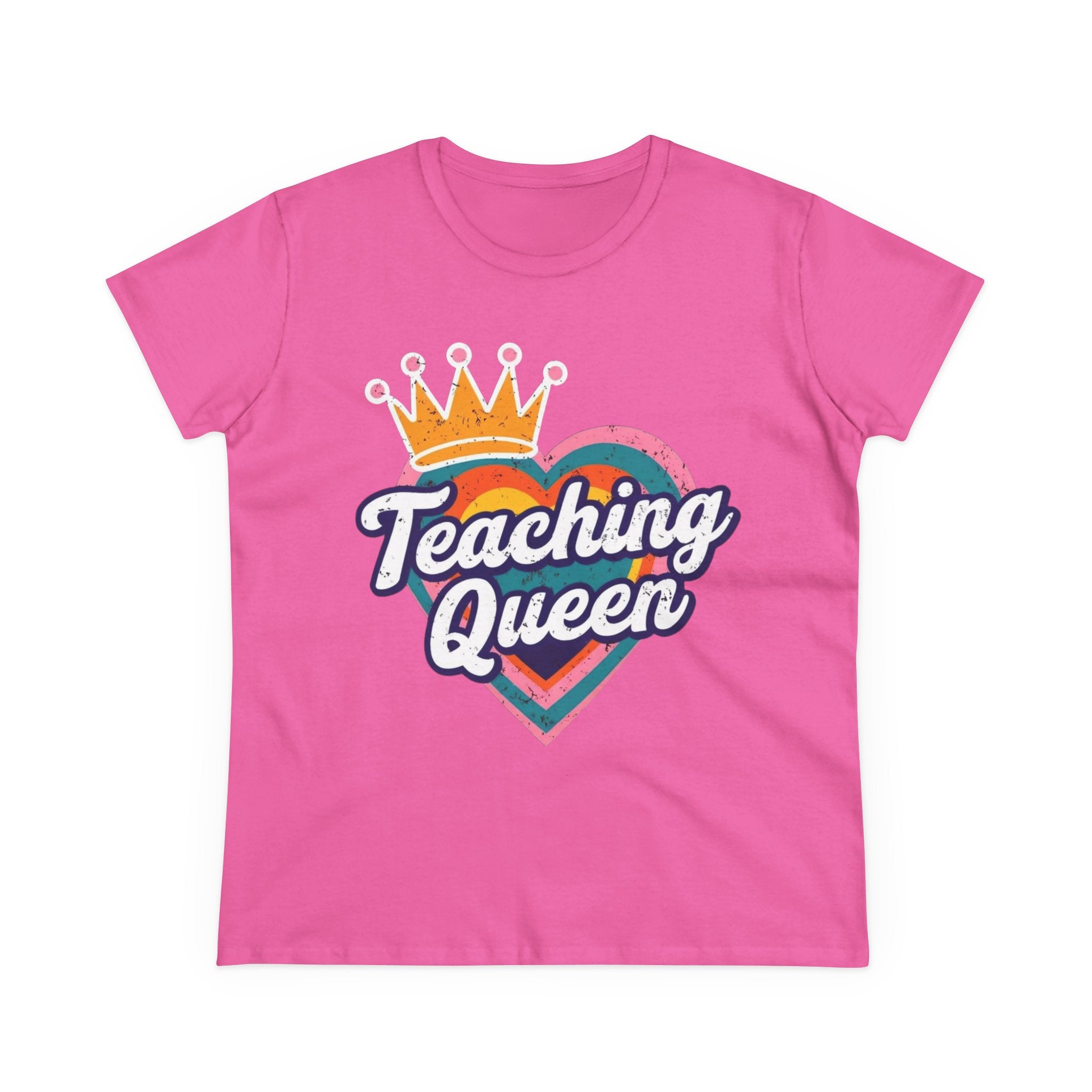 Teaching Queen Tee, Best Teacher Gift Shirt, Midweight Cotton T-Shirt, Teacher Appreciation Top, Female Educator Apparel, School Instructor