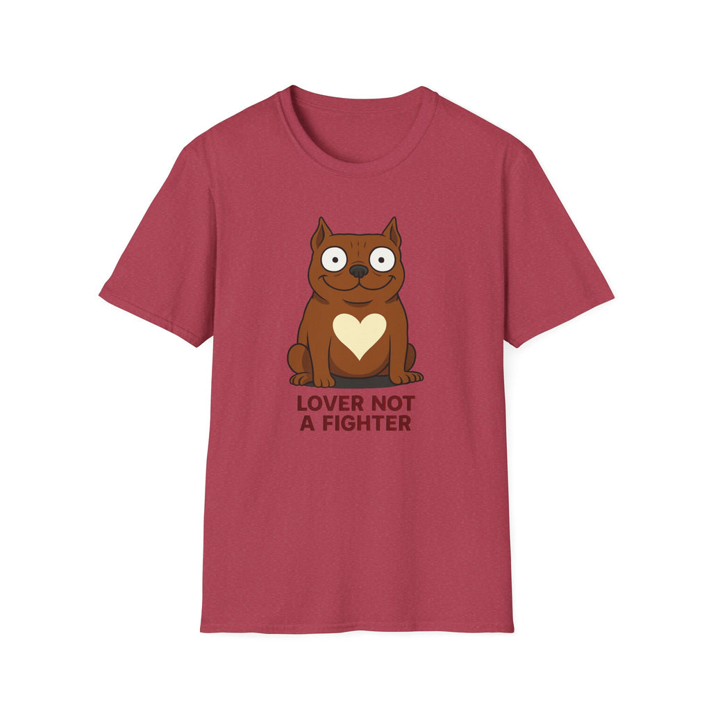 Funny Pit Bull Lover Unisex Softstyle T-Shirt, Amstaff Not a Fighter Dog Tee, Animal Rescue Gift, Dog Mom Dad Shirt