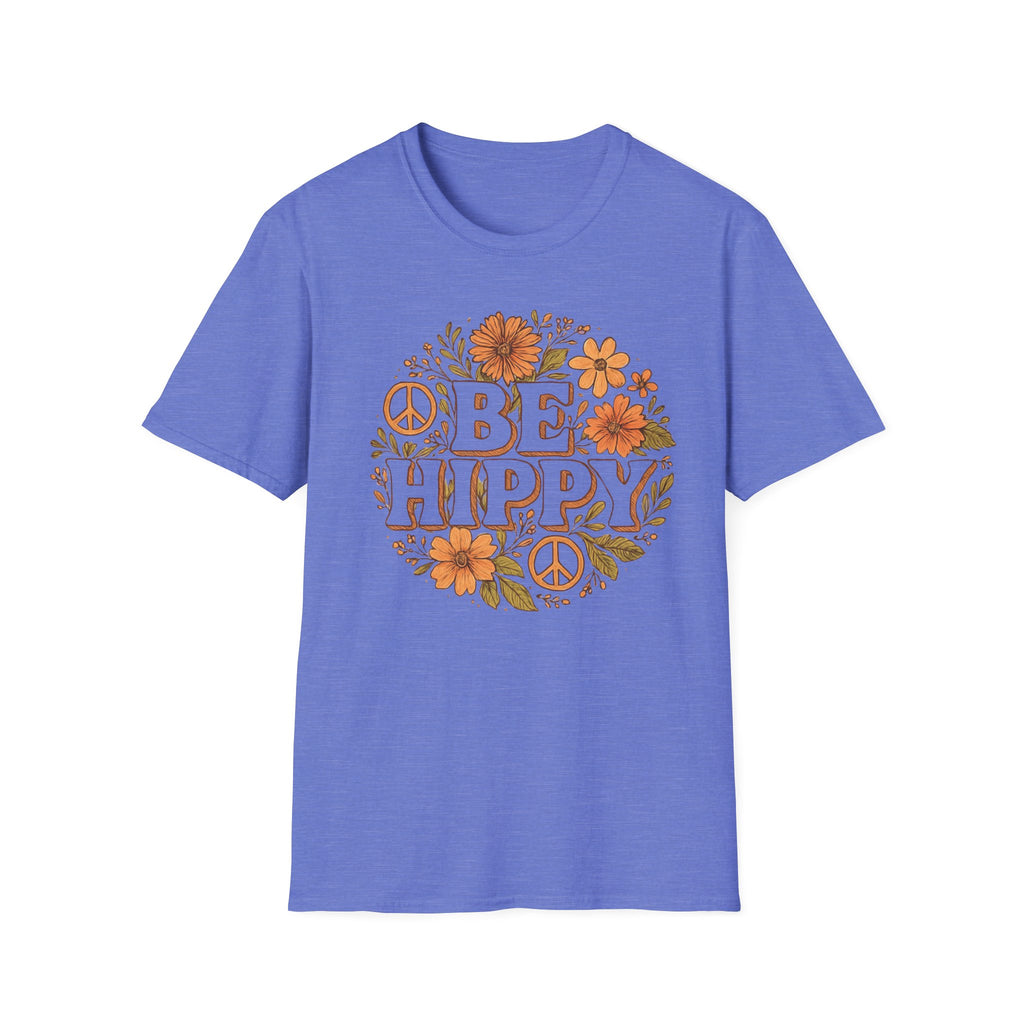 Be Hippy Happy T-Shirt, Boho Tee, Groovy Shirt, Positive Vibes Top, Unisex T Shirt for Men and Women, Be Hippy Be Happy Design