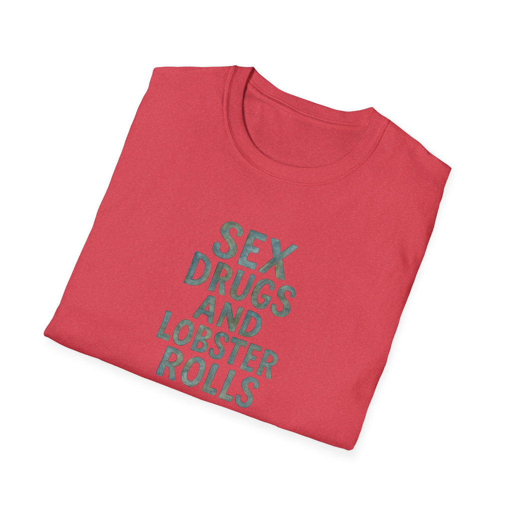 Seafood Love Her Gift Unisex Softstyle T-Shirt, Lobster Roll Tee, Beach Lover Shirt, Summertime Apparel, Funny Foodie Top