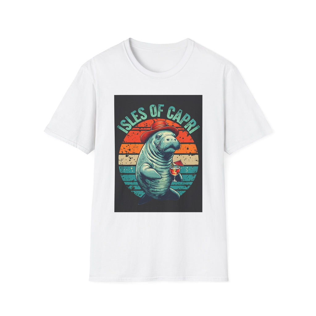 Manatee Lover Unisex Softstyle T-Shirt, Animal Print Shirt, Wildlife Tee, Ocean Theme Top, Nature Graphic Tee