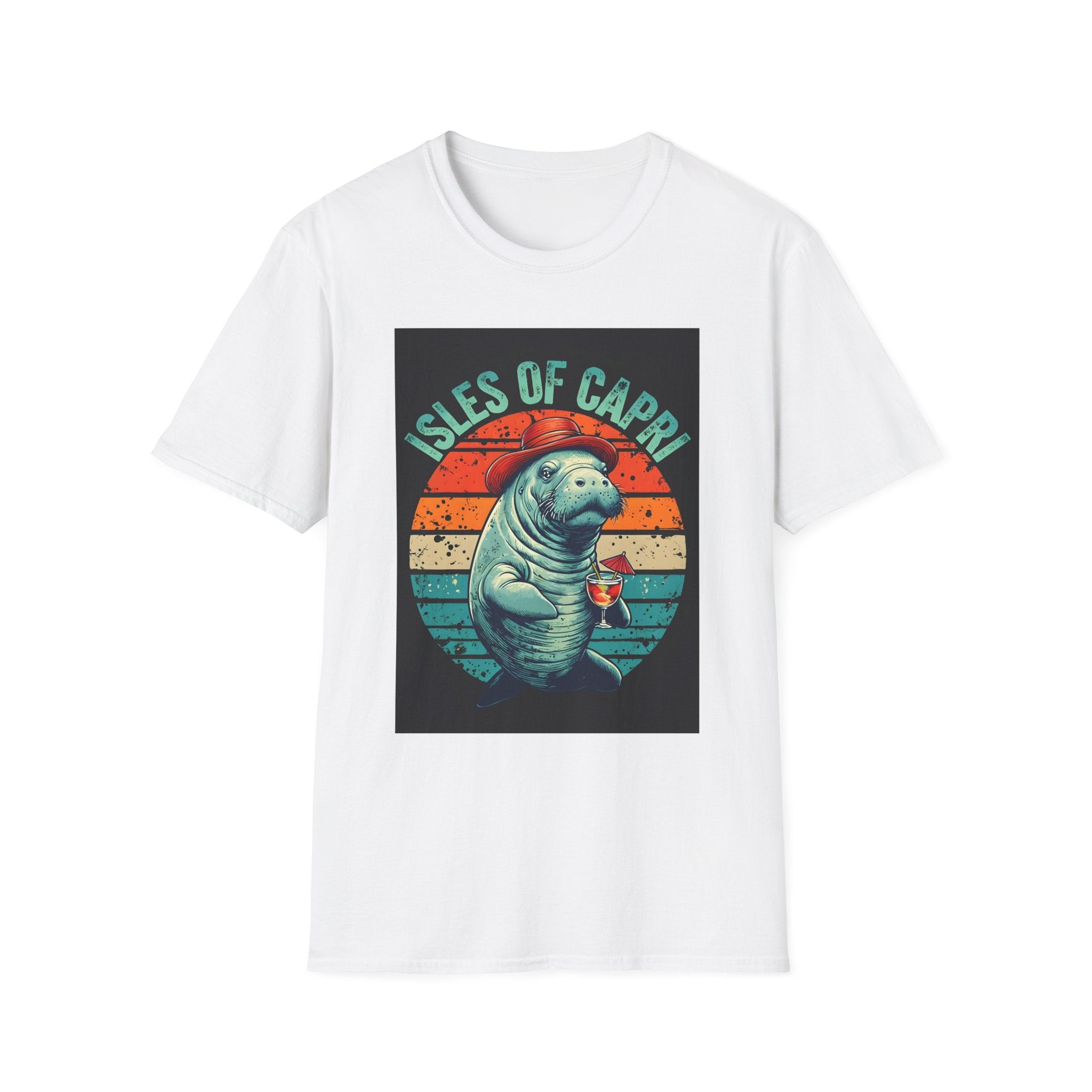 Manatee Lover Unisex Softstyle T-Shirt, Animal Print Shirt, Wildlife Tee, Ocean Theme Top, Nature Graphic Tee