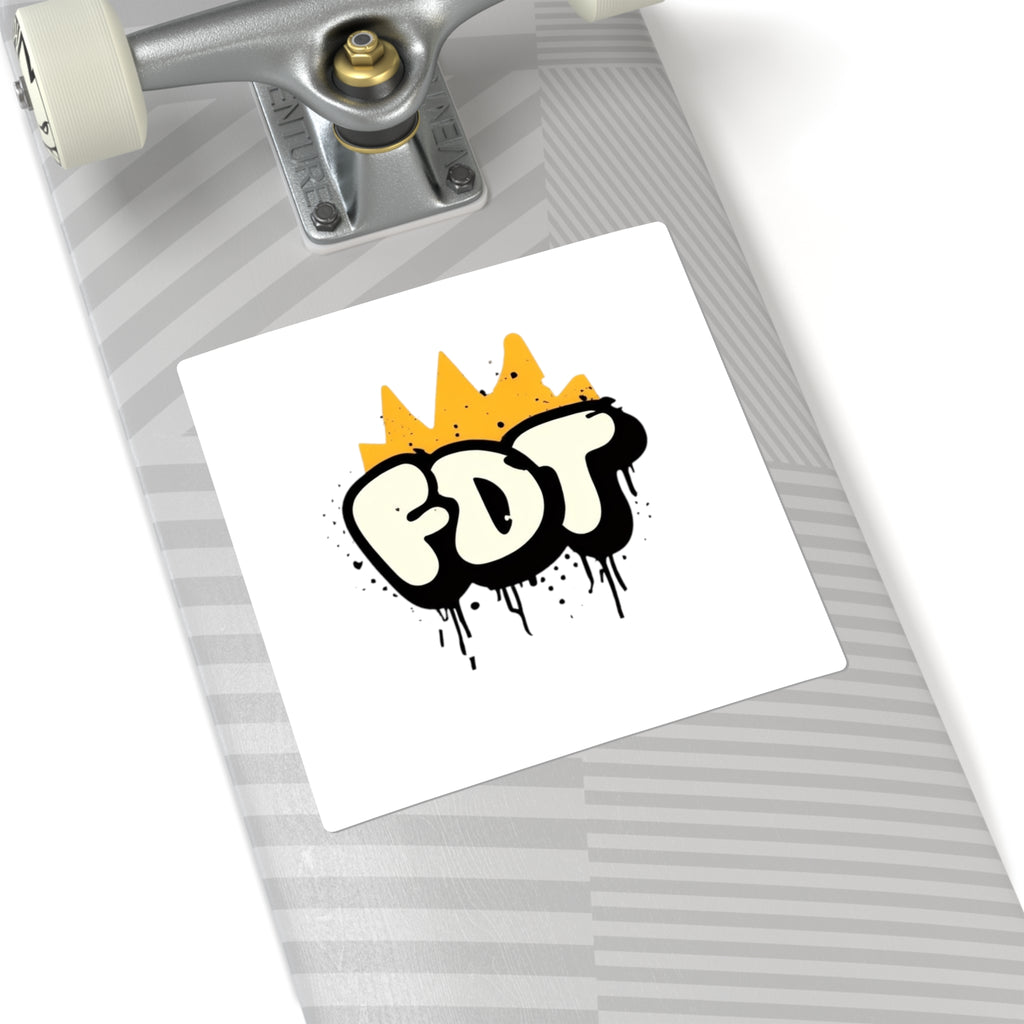 Trendy Square Stickers - FDT Vibe, Laptop Decal, Gift for Art Lovers, Customizable Stickers, Hip Decor