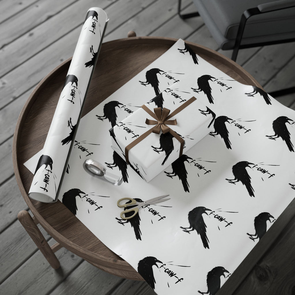 F-Caw-F. F*ck Off! Crow Wrapping Paper funny, sarcastic, crow, lover, edgy, wrapping, and gift paper