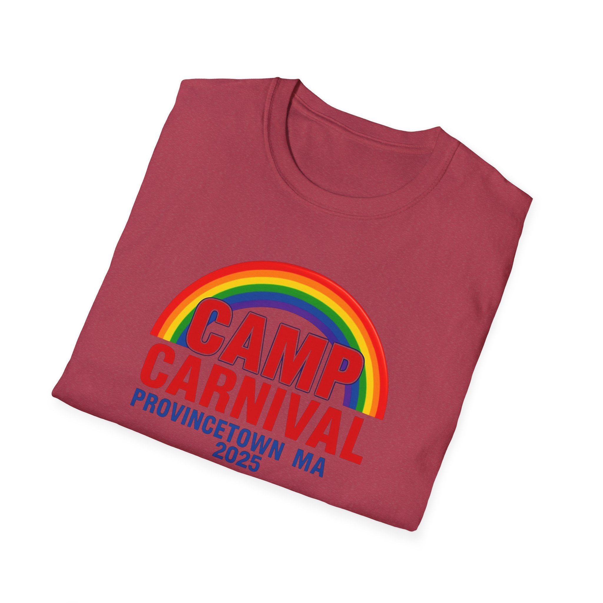 Rainbow Camp Carnival Ptown Unisex T-Shirt, LGBTQ+ Pride Apparel, Summer Festival Top, Gift for Camp Lovers, 2025 Event Shirt