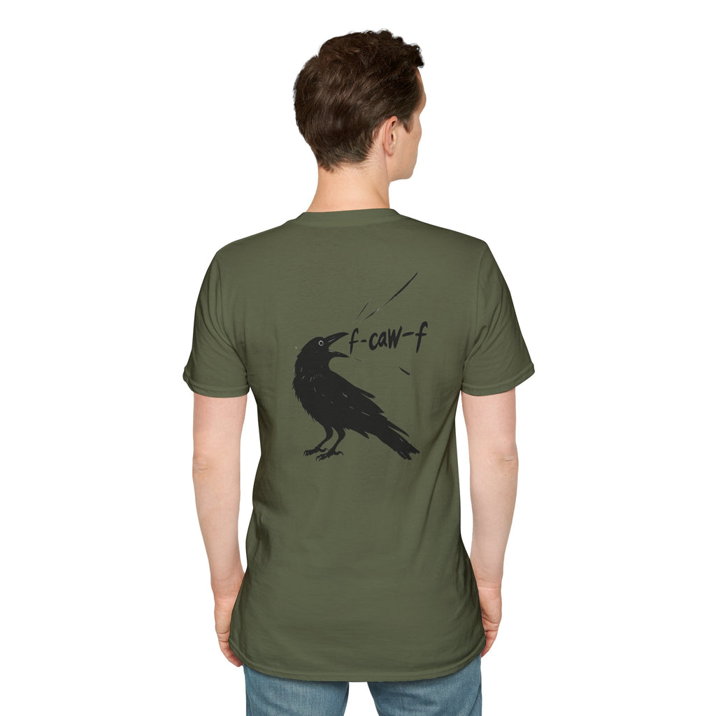 F Off Crow Bird Lover back of shirt design Unisex Softstyle T-Shirt, Sarcastic Graphic Tee for Bird Enthusiasts, F Off Tee, Unique Gift, F-Caw-F Christmas gift
