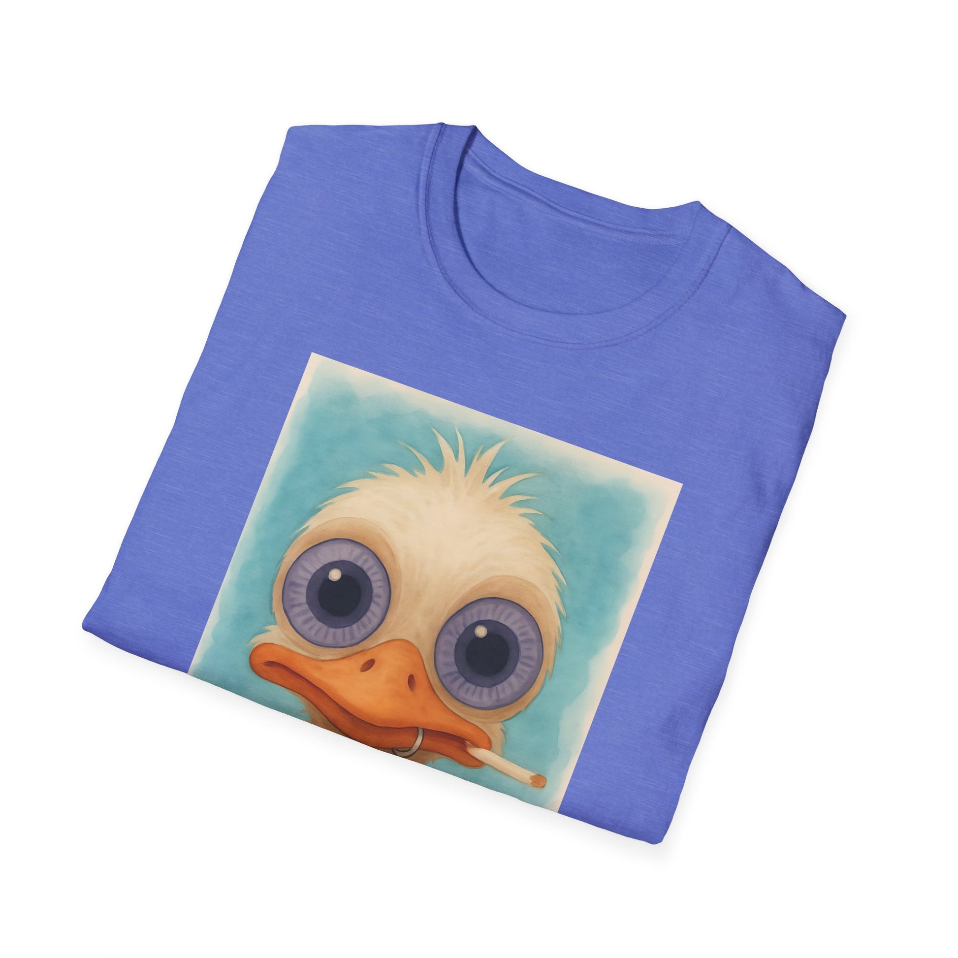 Ostrich Graphic T-Shirt, Unisex Softstyle Tee, Cute Animal Shirt, Gift for Friends, Quirky Humor Top, Smoke fun gift