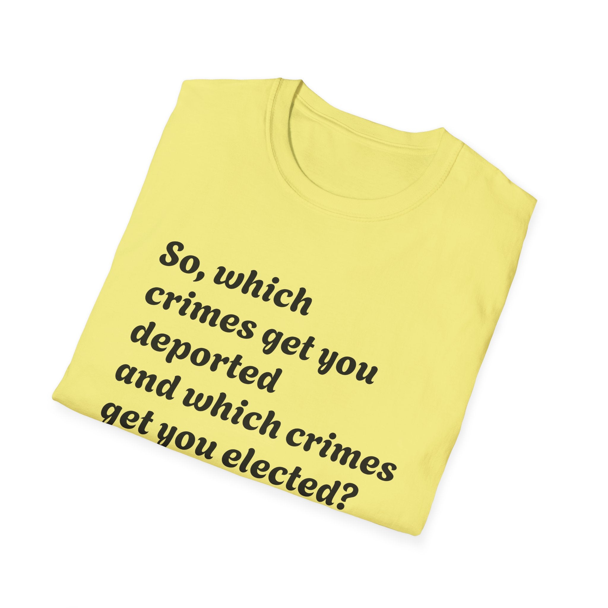 So what crimes get you deported or elected Activist Unisex Soft T-Shirt, Protest Tee, Resistance Shirt, Social Justice, Anti Trump Clothing