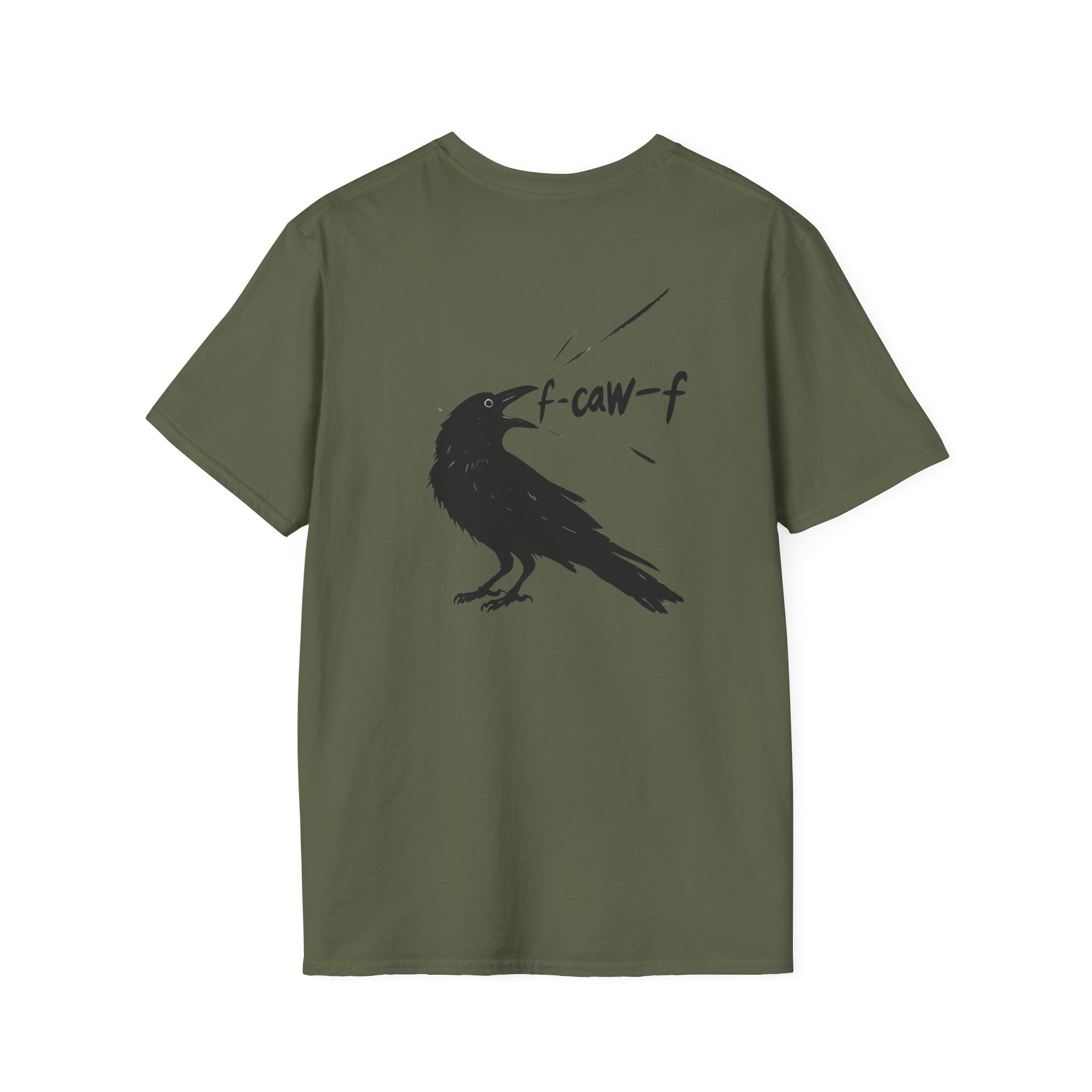 F Off Crow Bird Lover back of shirt design Unisex Softstyle T-Shirt, Sarcastic Graphic Tee for Bird Enthusiasts, F Off Tee, Unique Gift, F-Caw-F Christmas gift