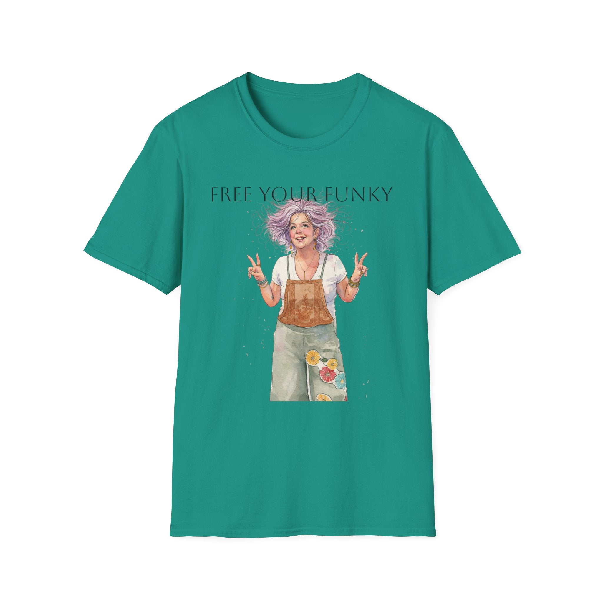 T-Shirt — “Free Your Funky” Peace-Sign Boho Woman Graphic Tee