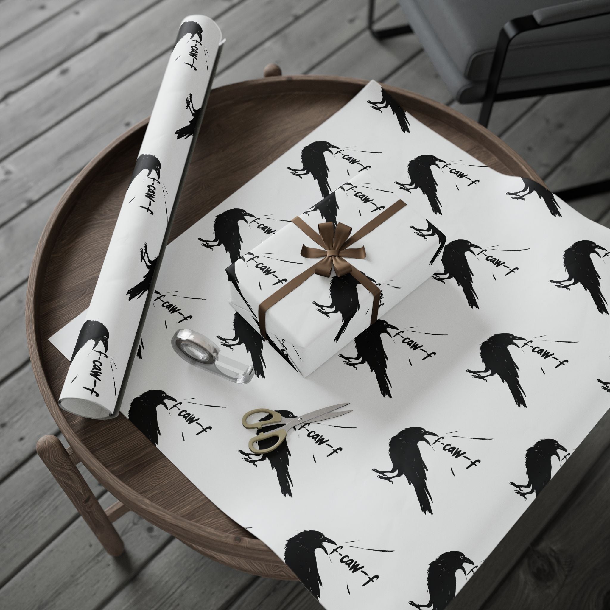 F-Caw-F. F*ck Off! Crow Wrapping Paper funny, sarcastic, crow, lover, edgy, wrapping, and gift paper