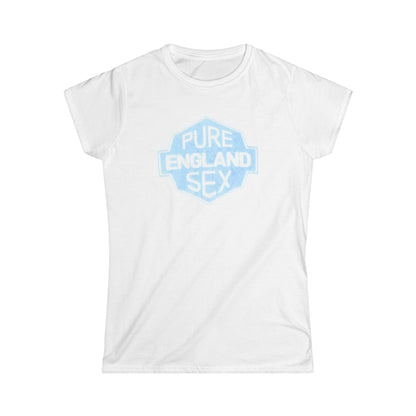 Pure England Sex Tee, Casual Women's Shirt, Funny Graphic Top, Gift for Her, Summer Fashion, Trendy Softstyle Tee white lotus