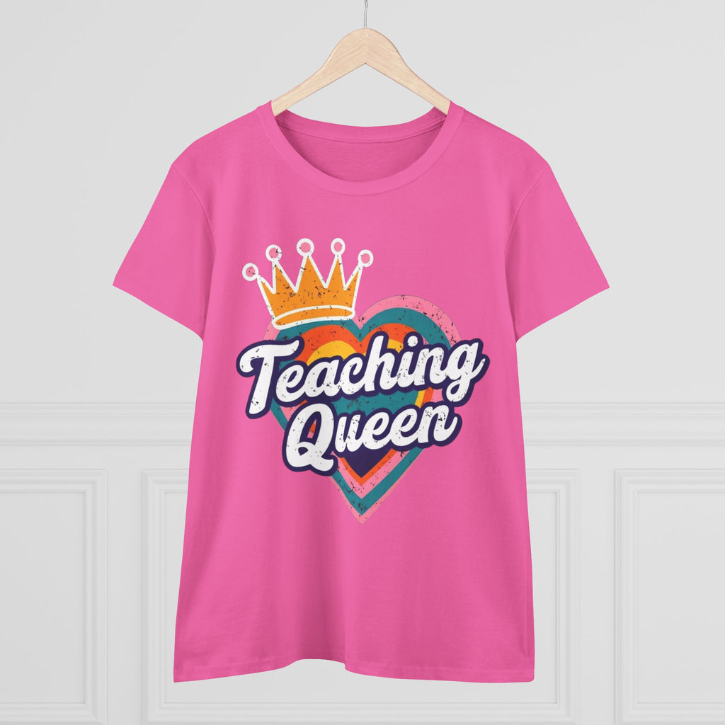 Teaching Queen Tee, Best Teacher Gift Shirt, Midweight Cotton T-Shirt, Teacher Appreciation Top, Female Educator Apparel, School Instructor