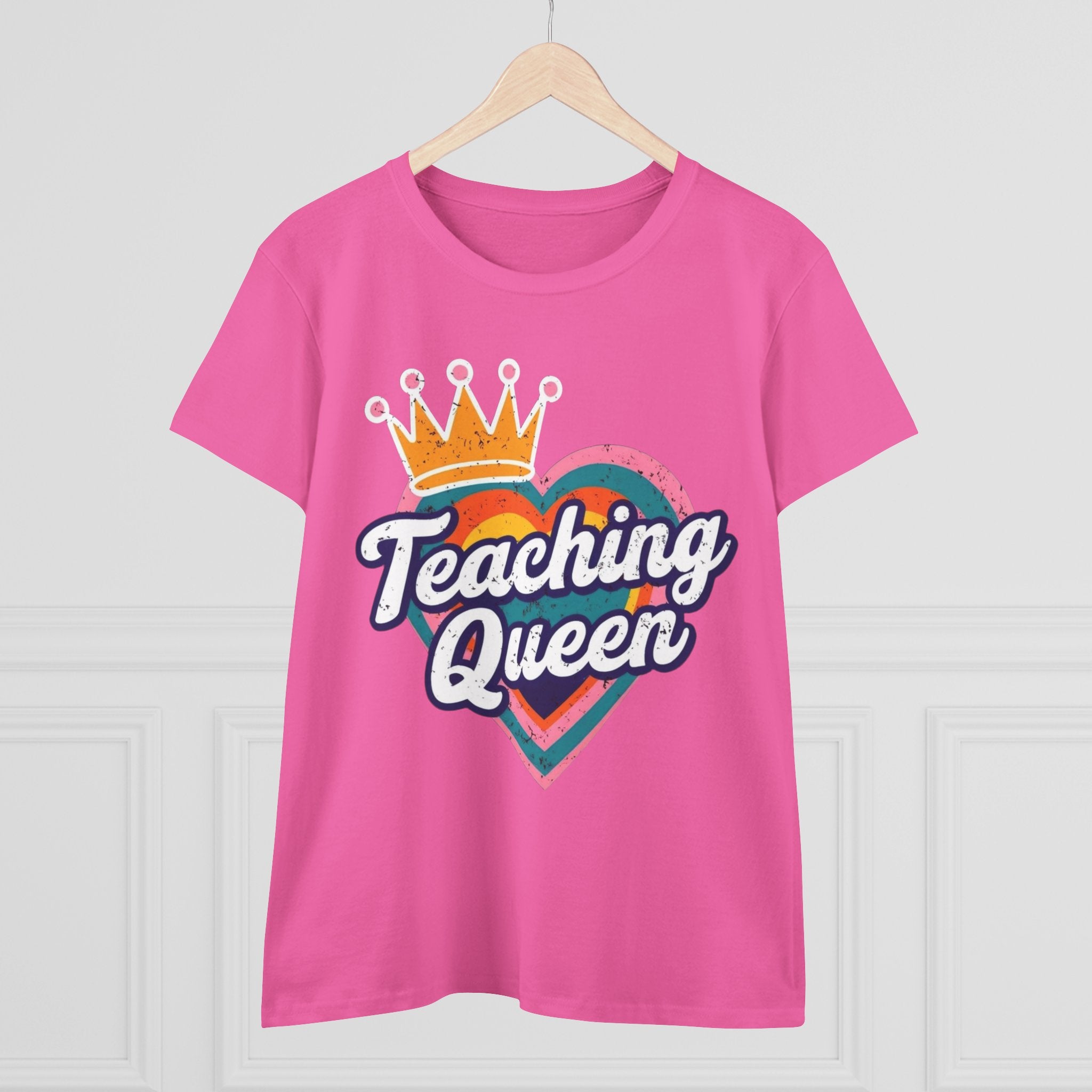Teaching Queen Tee, Best Teacher Gift Shirt, Midweight Cotton T-Shirt, Teacher Appreciation Top, Female Educator Apparel, School Instructor