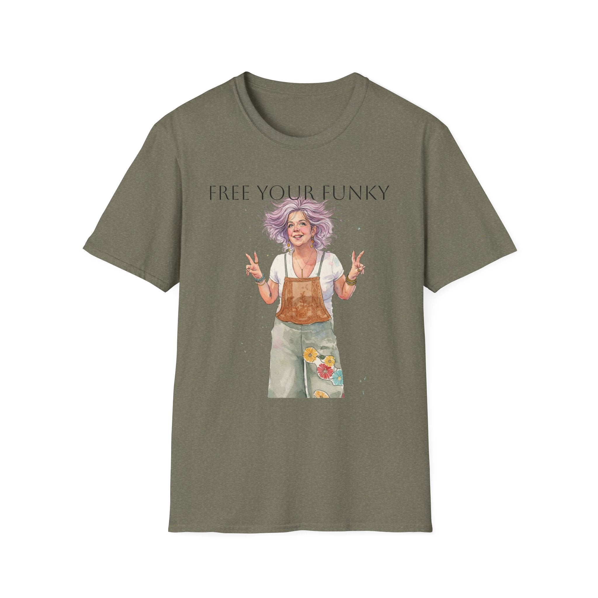 T-Shirt — “Free Your Funky” Peace-Sign Boho Woman Graphic Tee