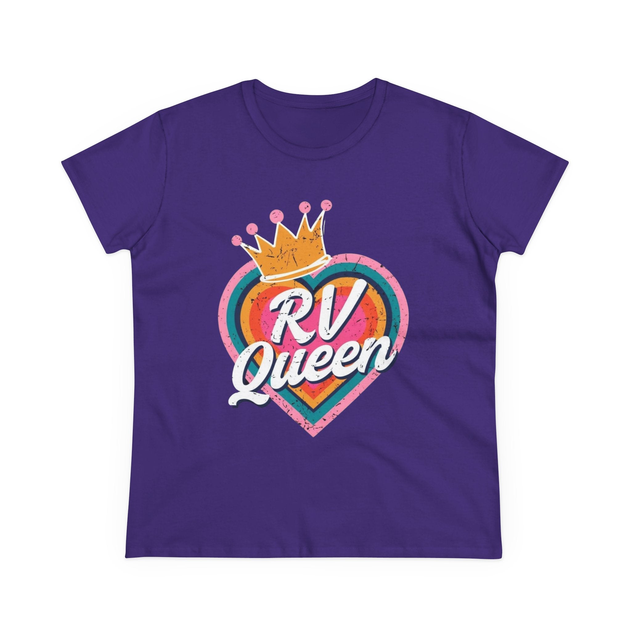 T-Shirt, RV Queen Camping Traveling, Women's Midweight Cotton Tee, Outdoor Adventure Shirt, Camper Life Top, Road Trip Apparel, Campfire