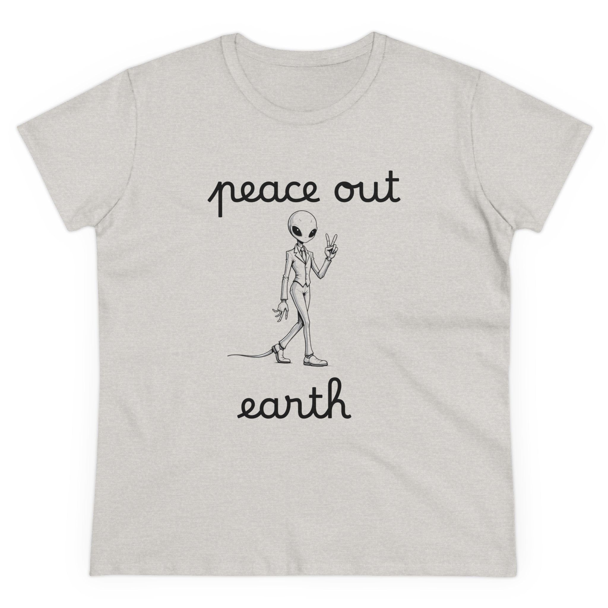 T-Shirt, Peace Out Earth design, Women's Graphic Tee, Casual Shirt, Soft Cotton Top, Boho Style Clothing