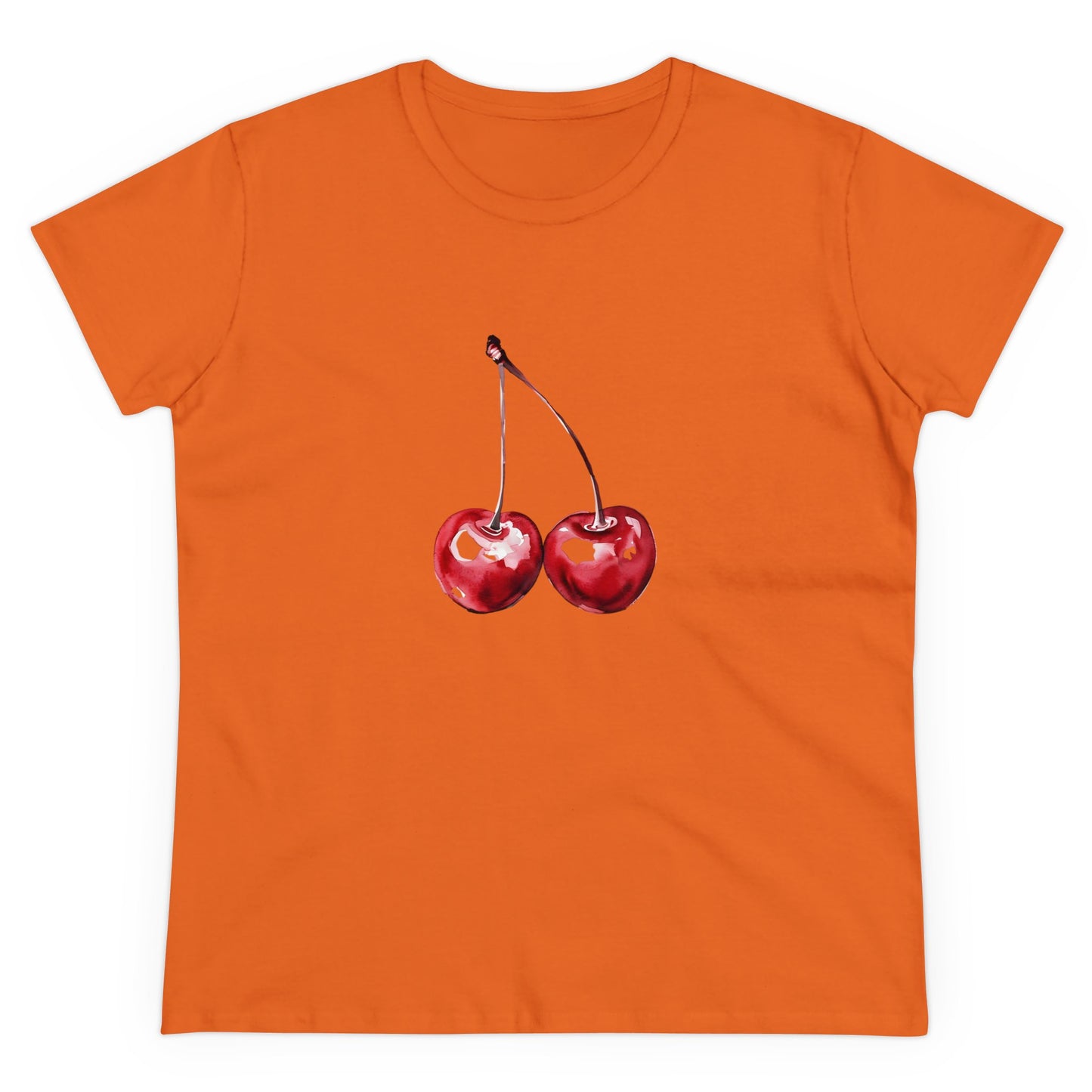 Cherries Tee, Fruit Graphic Shirt, Summer Vibes Top, Women's Cotton T-Shirt, Retro Cherry Print Clothing, Food Lover Gift